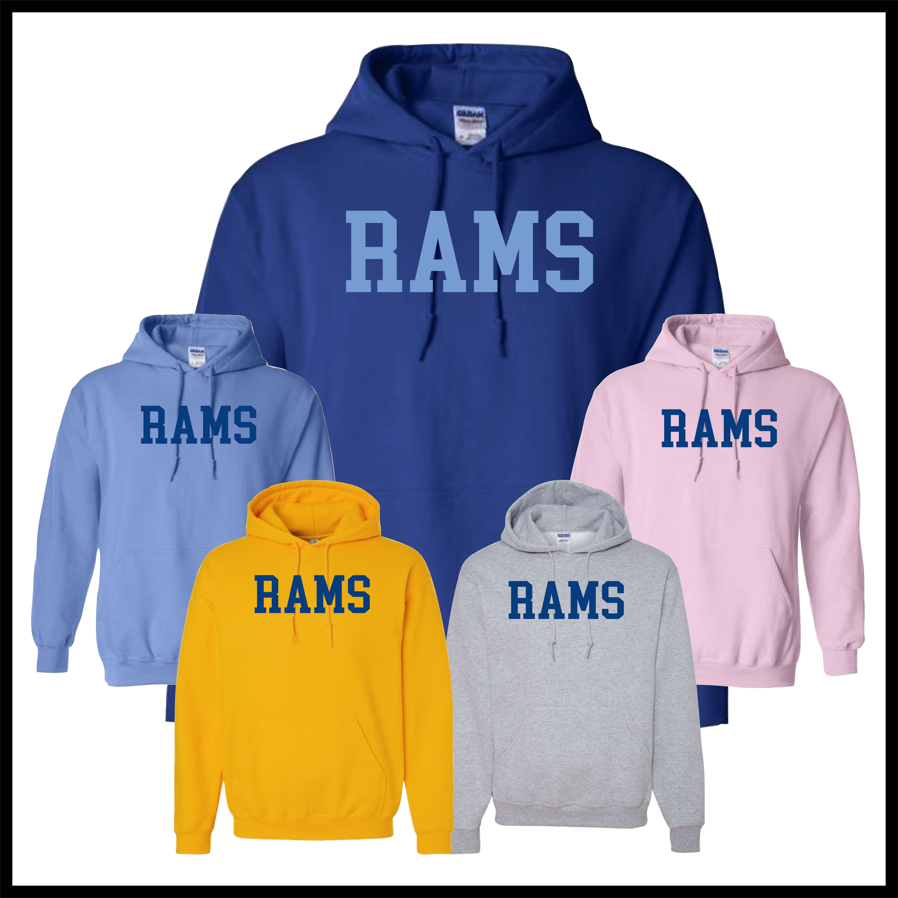 LTBA RAMS Block Text Cotton Blend Hoodie Sweatshirt