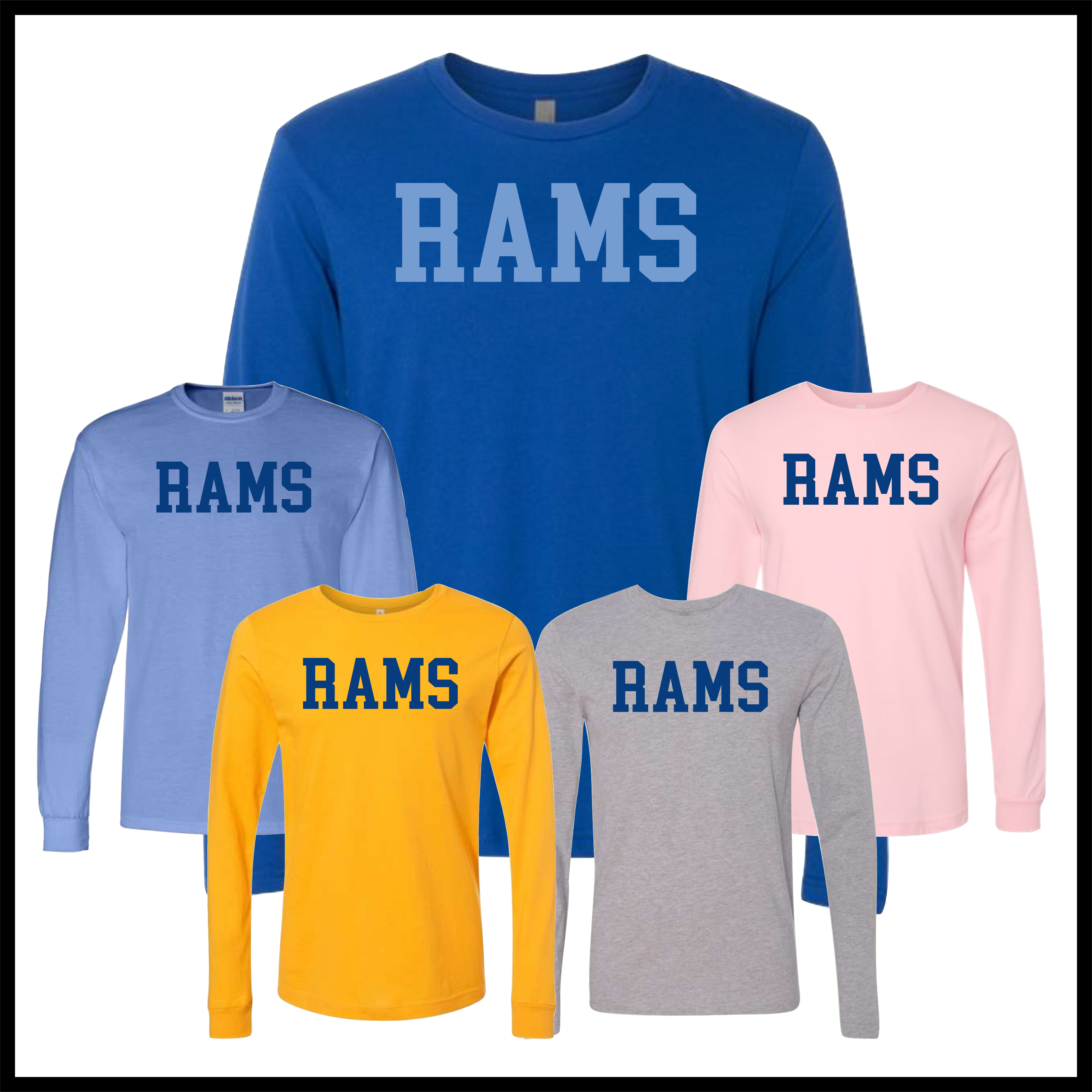 LTBA RAMS Block Text Long Sleeve Cotton Blend T-Shirt