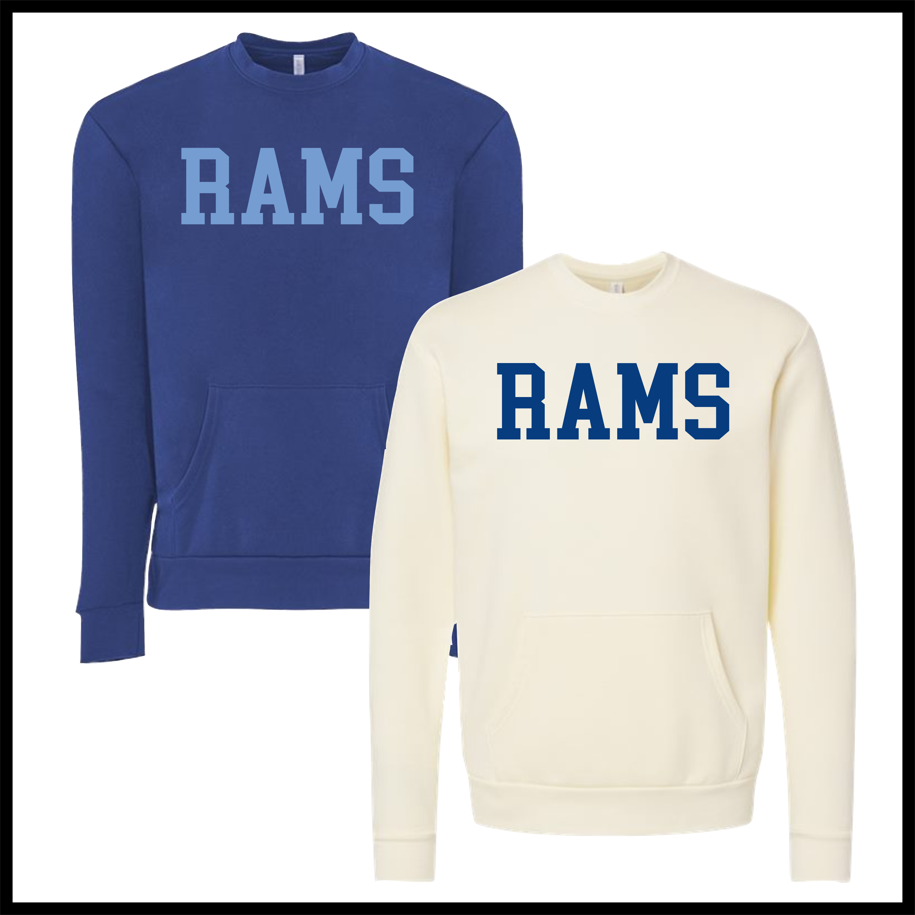 LTBA RAMS Block Text Cotton Blend *POCKET* Crewneck Sweatshirt