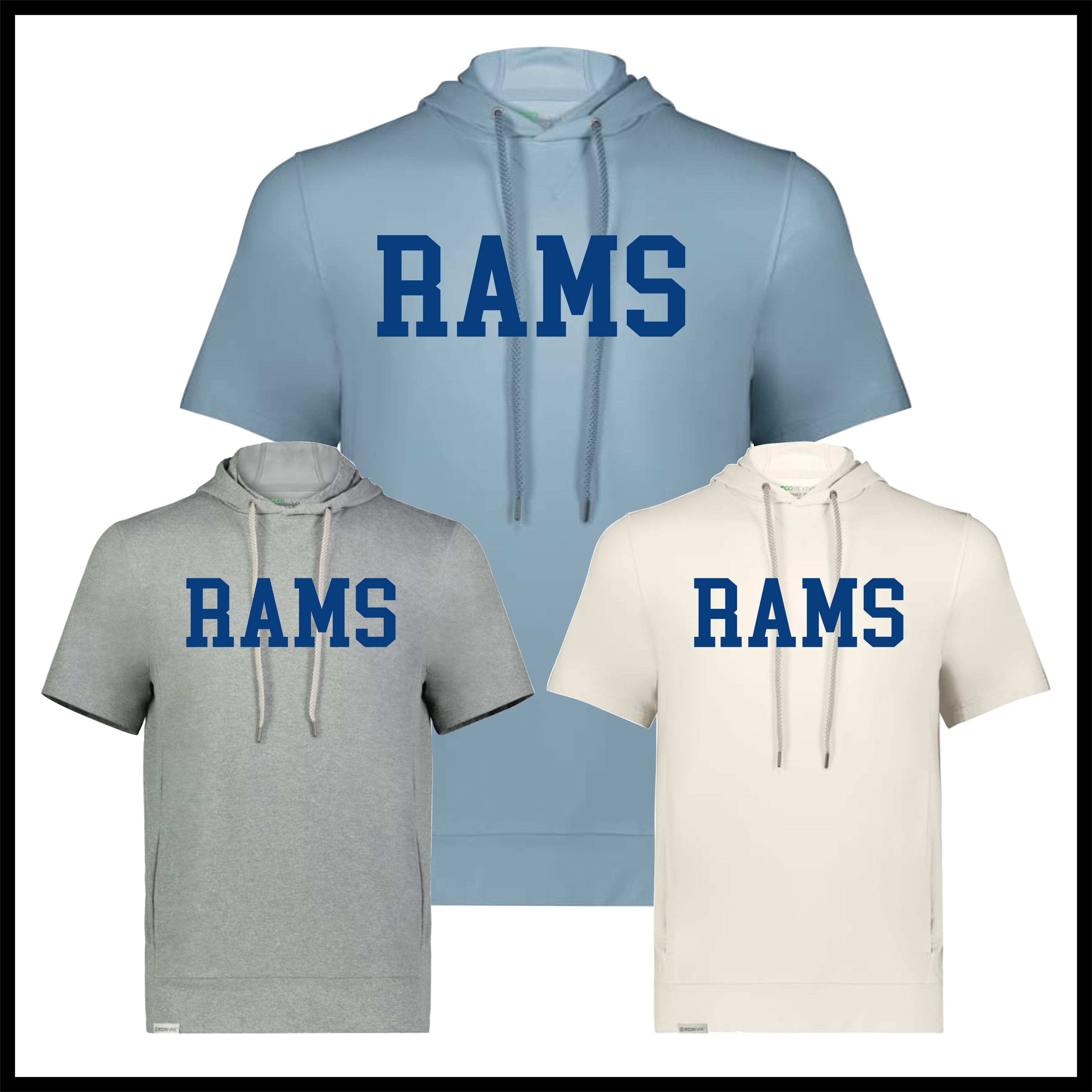 LTBA RAMS Block Text Soft Knit Short Sleeve Hooded Pullover