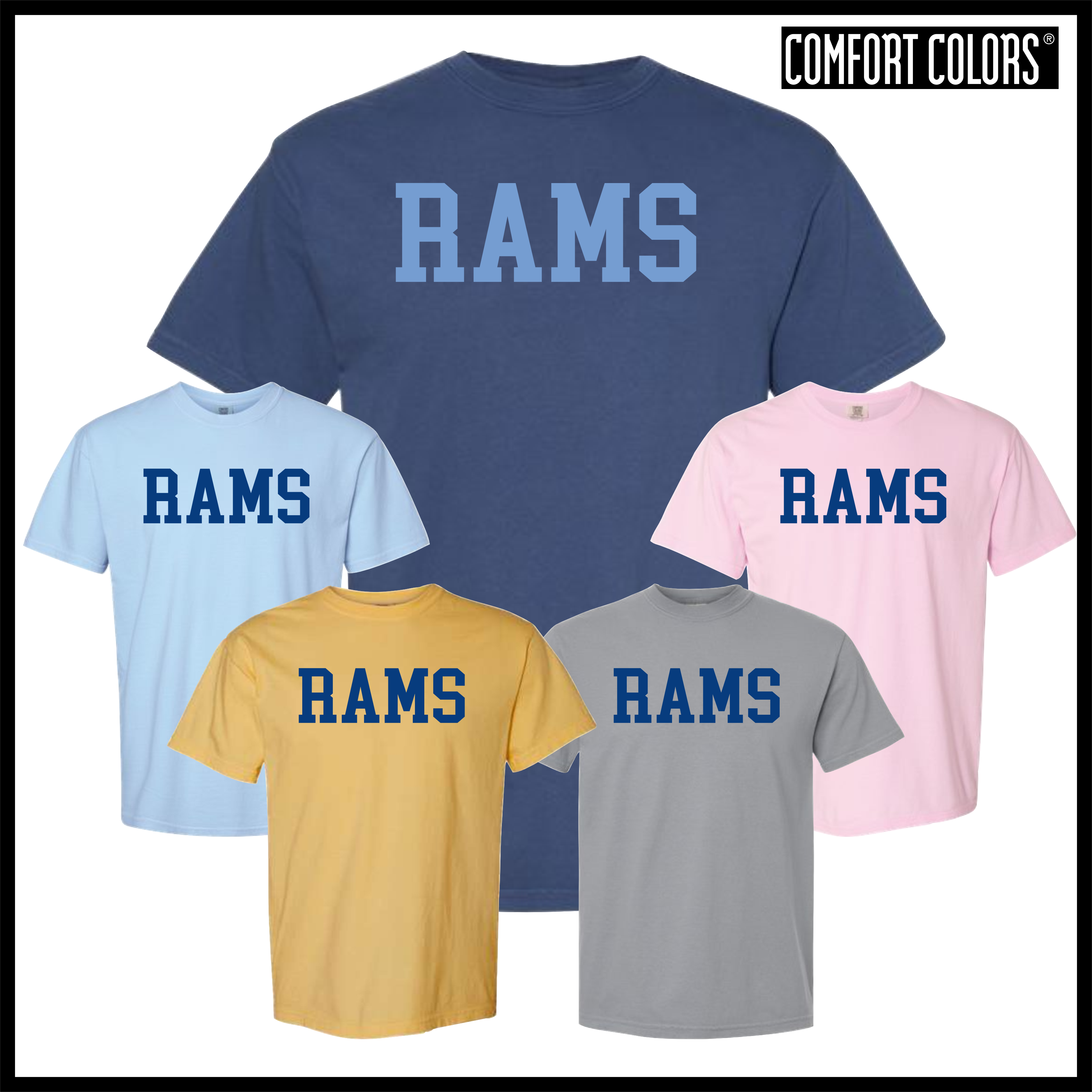 LTBA RAMS Block Text Short Sleeve Comfort Colors T-Shirt