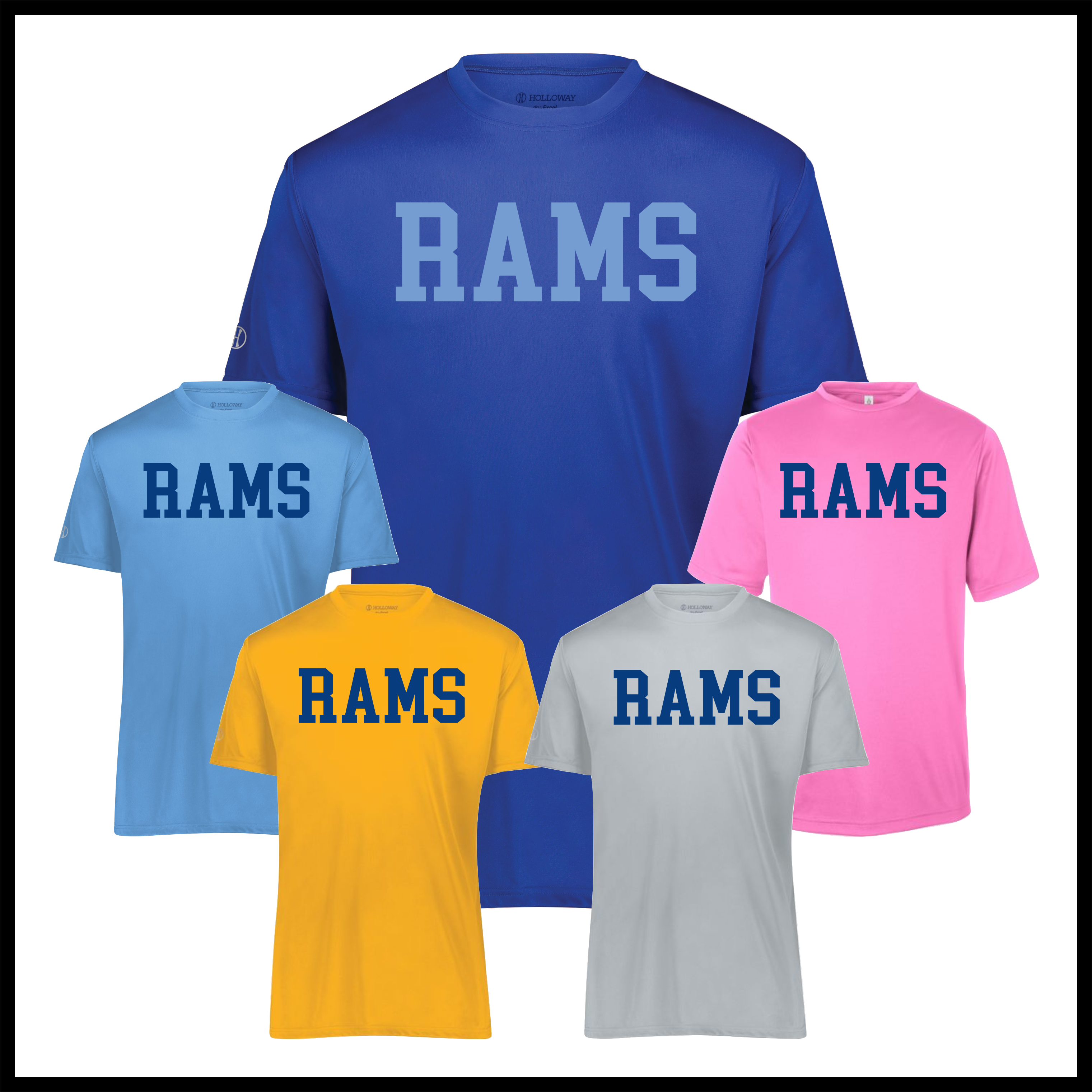LTBA RAMS Block Text Short Sleeve 100% Poly Wicking T-Shirt