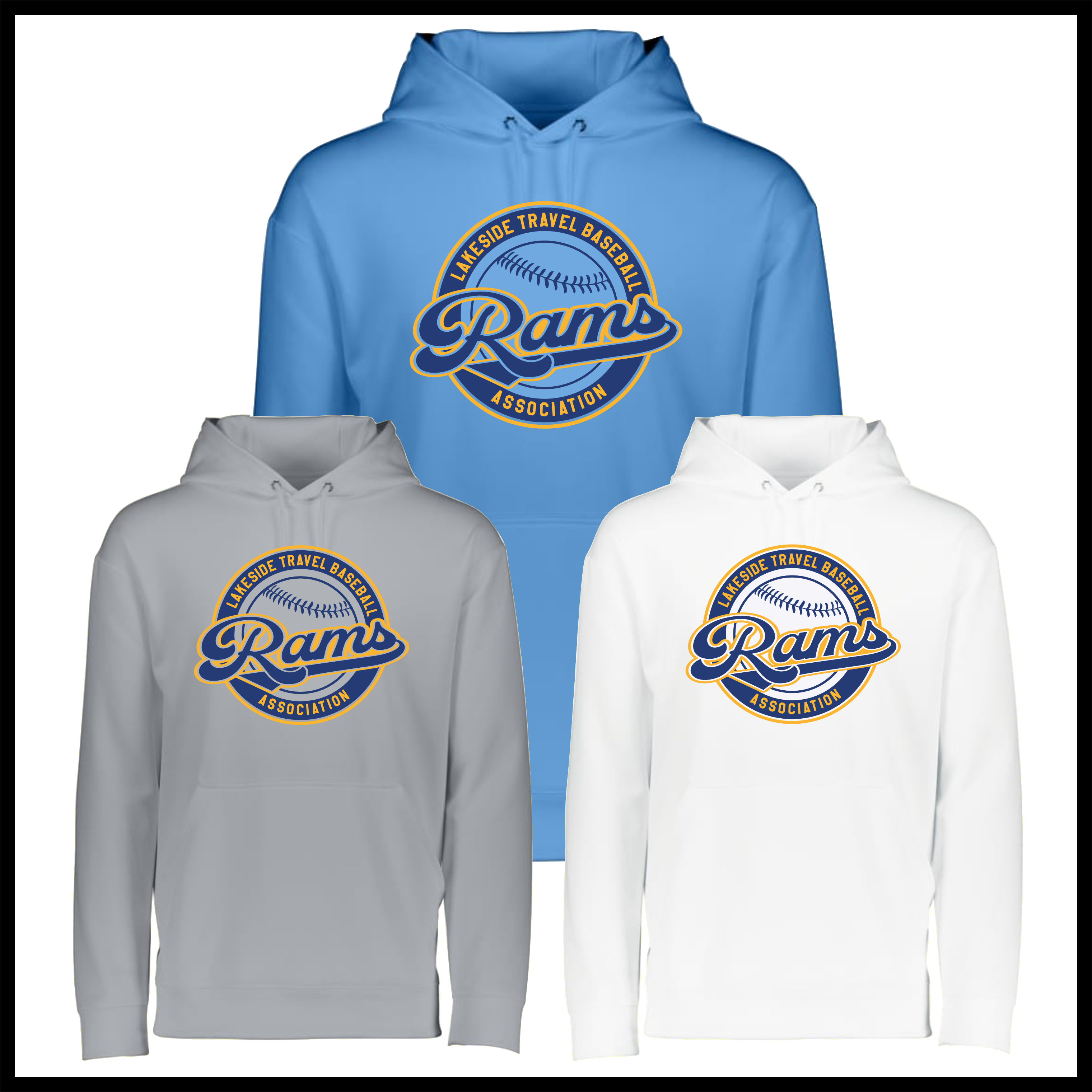LTBA Rams Baseball 100% Poly Wicking Hoodie Sweatshirt