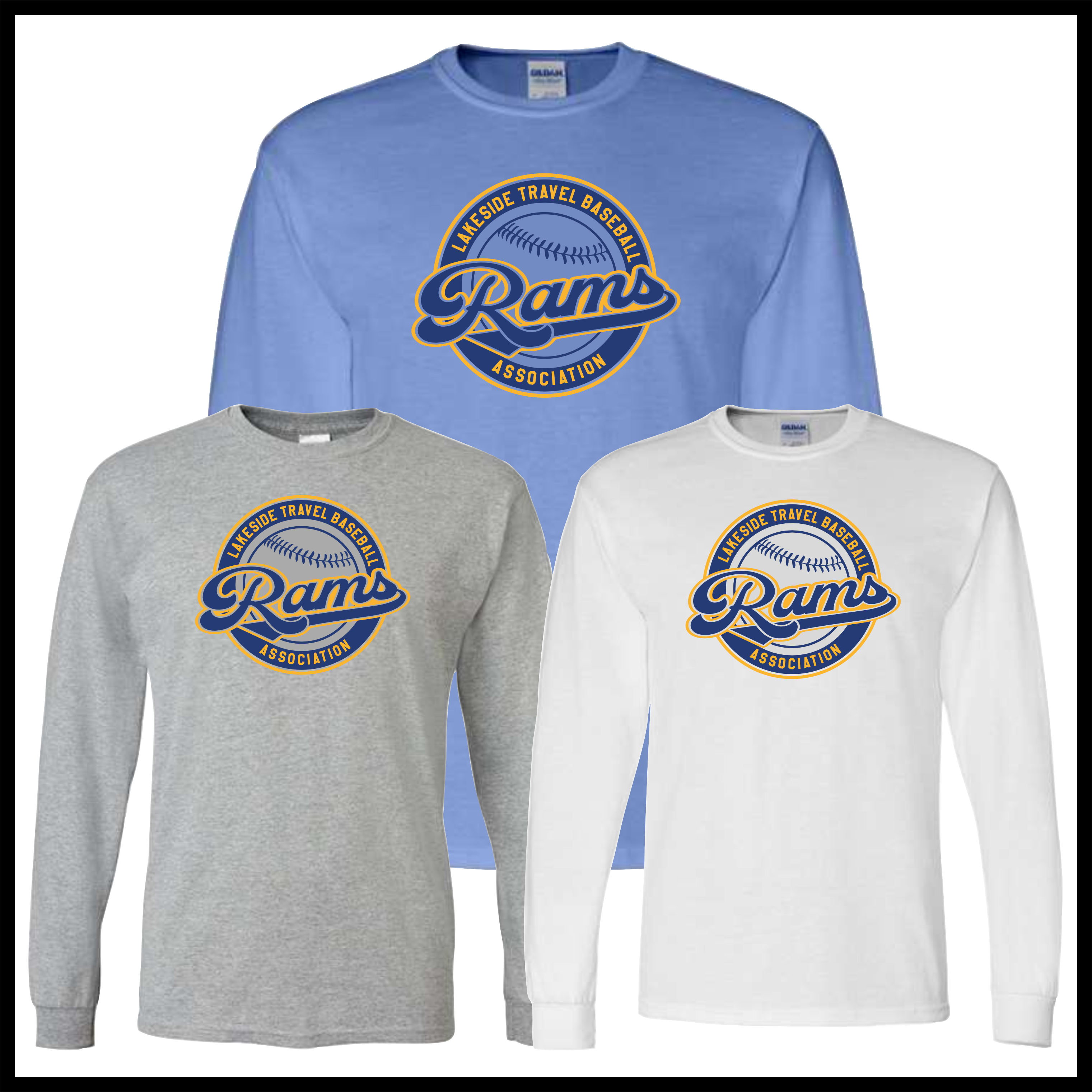 LTBA Rams Baseball Long Sleeve Cotton Blend T-Shirt