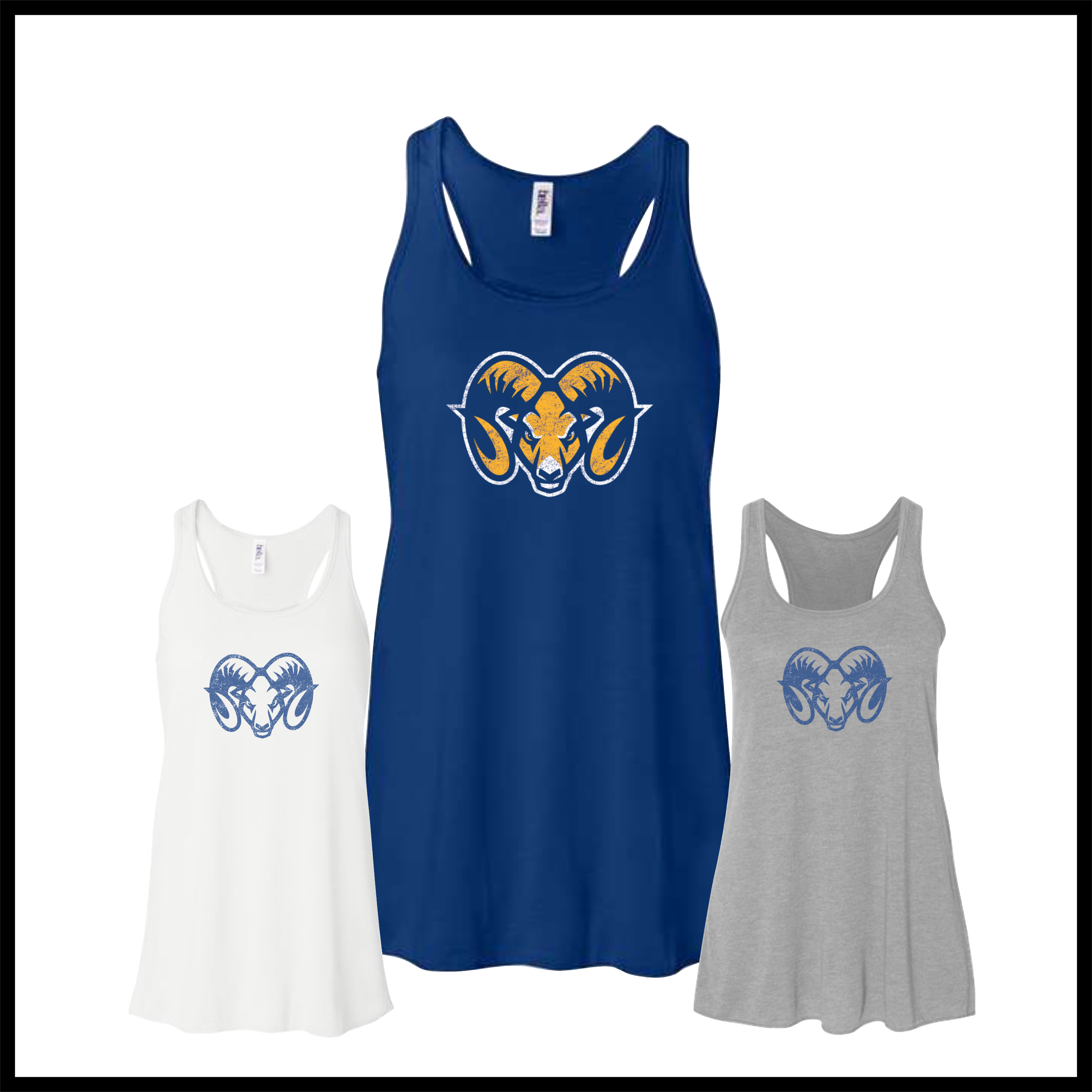 LTBA Distressed Ram Head Women's Flowy Racerback Tank