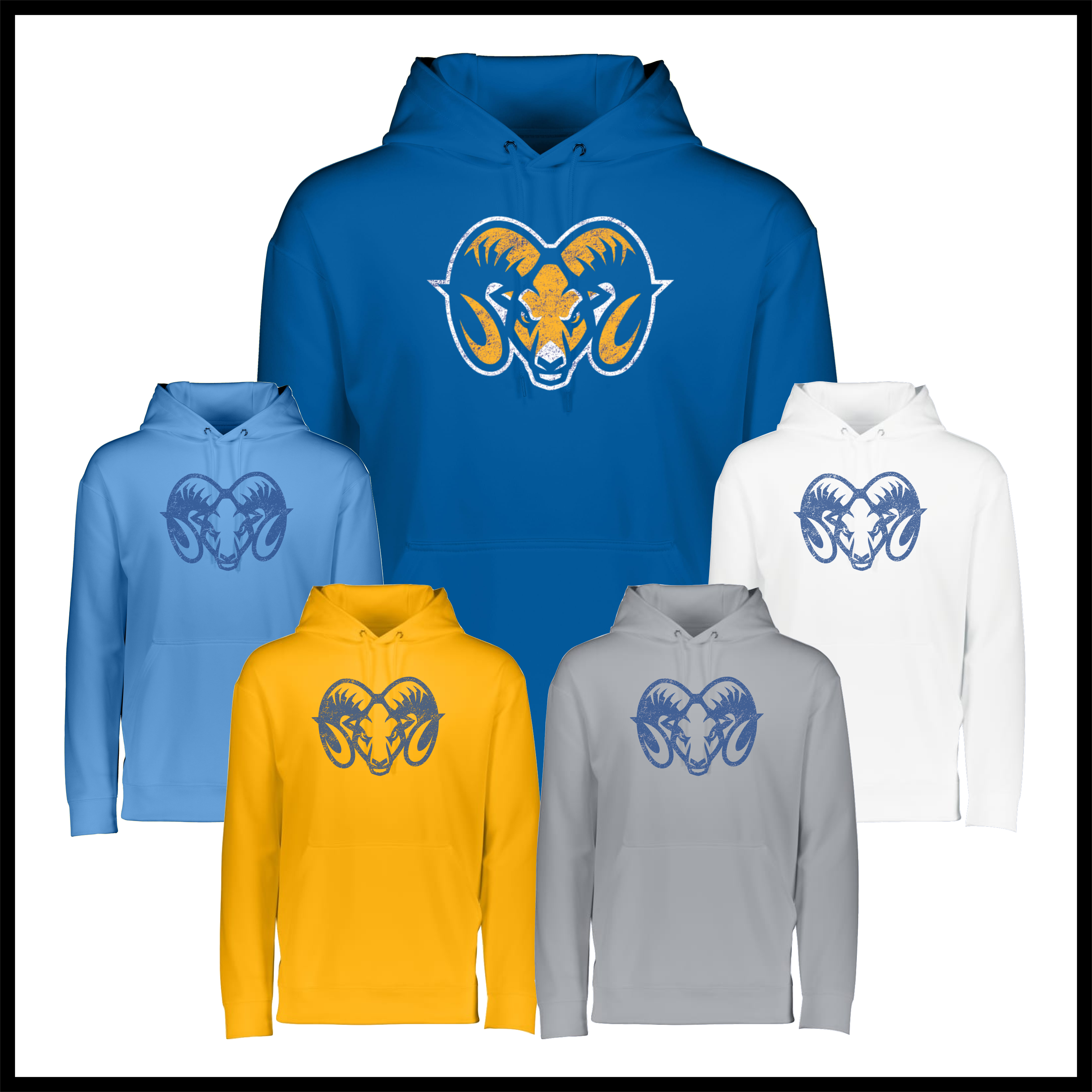 LTBA Distressed Ram Head 100% Poly Wicking Hoodie Sweatshirt