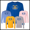 LTBA Distressed Ram Head Long Sleeve Cotton Blend T-Shirt