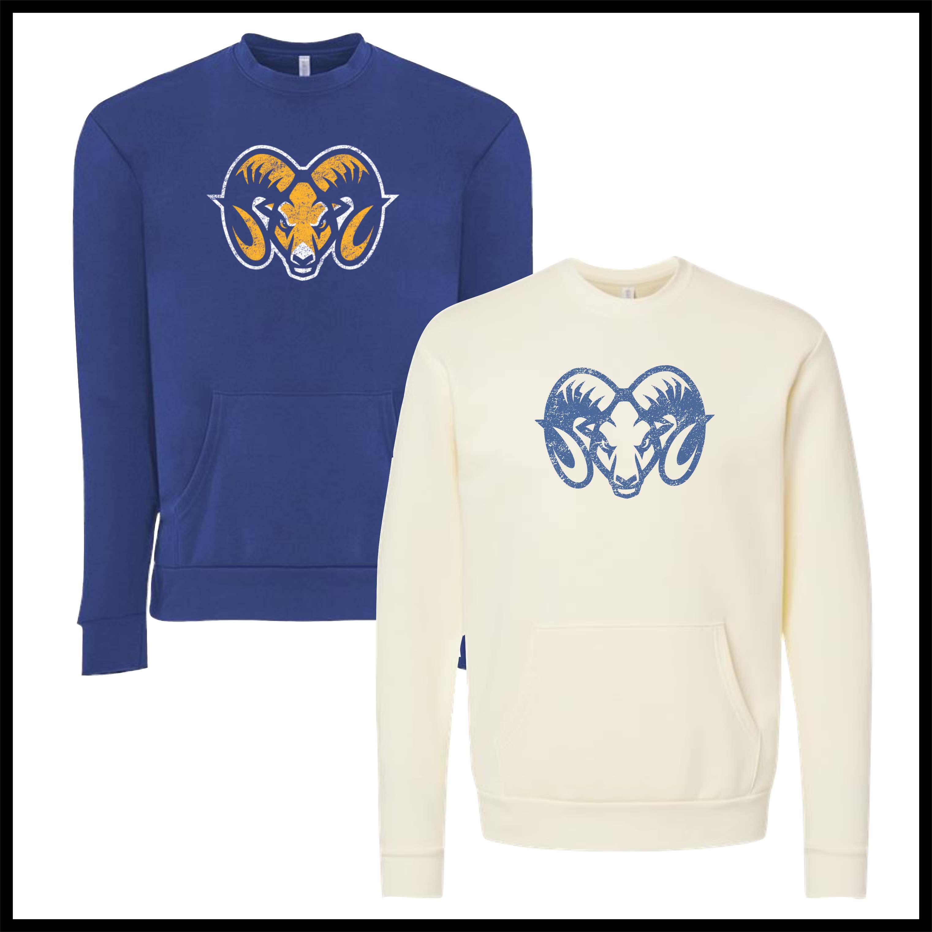 LTBA Distressed Ram Head Cotton Blend *POCKET* Crewneck Sweatshirt