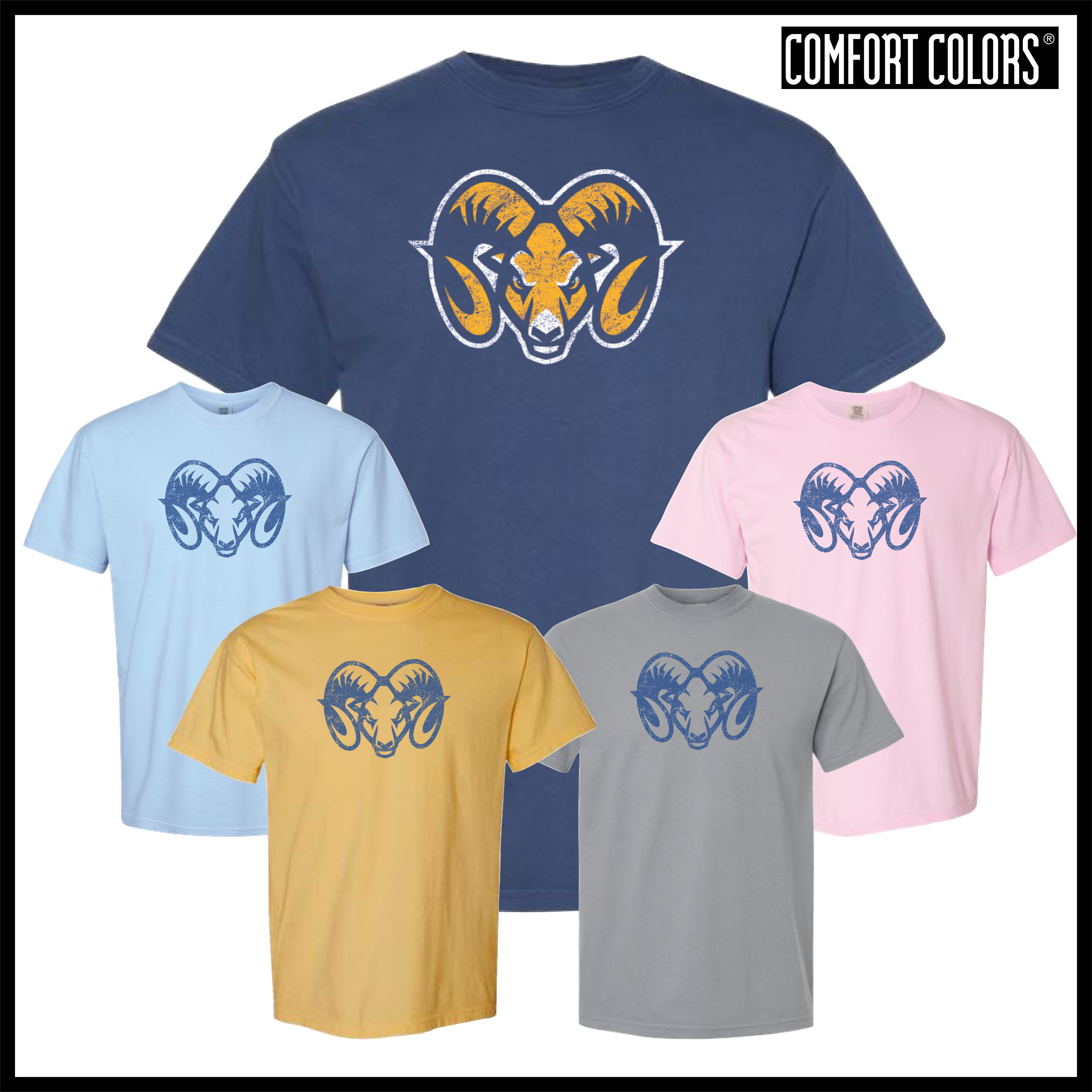 LTBA Distressed Ram Head Short Sleeve Comfort Colors T-Shirt