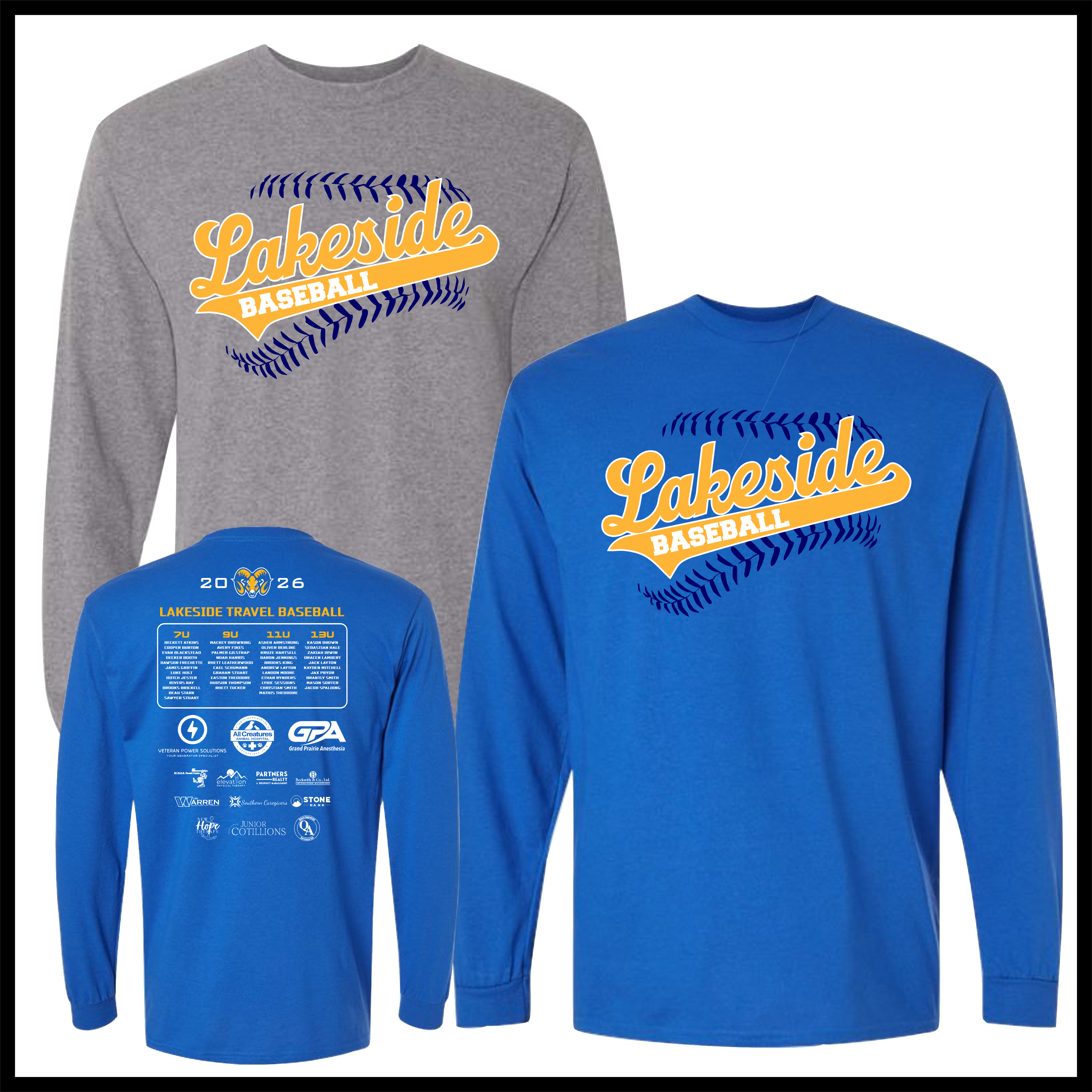 LTBA BASEBALL Long Sleeve Cotton Blend T-Shirt