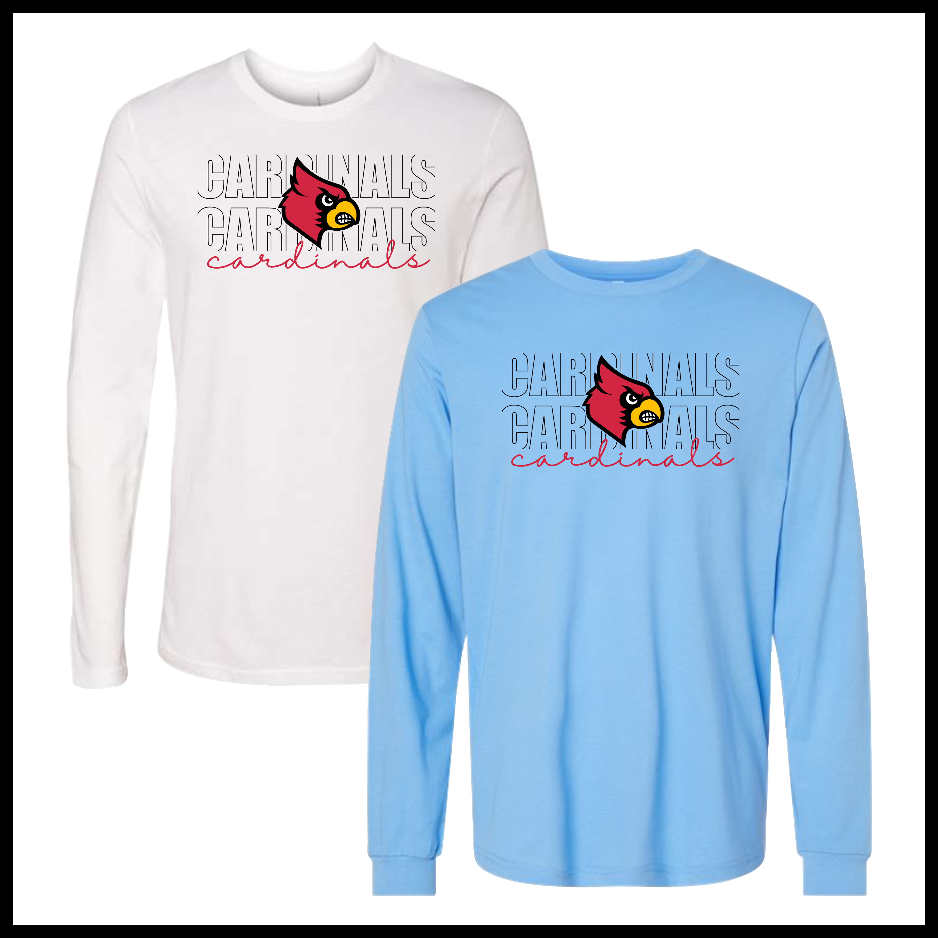 Lady Cardinals CARDINALS STACKED TEXT Long Sleeve Ringspun Cotton T-Shirt