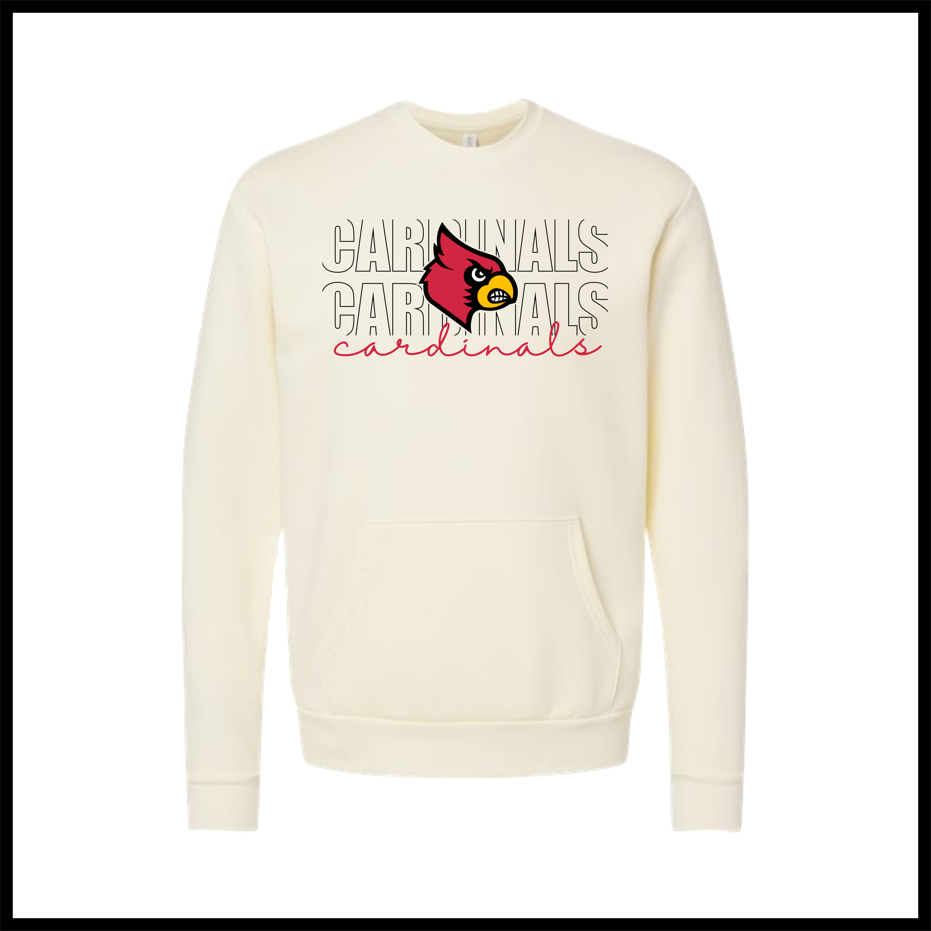 Lady Cardinals CARDINALS STACKED TEXT Cotton Blend *POCKET* Crewneck Sweatshirt