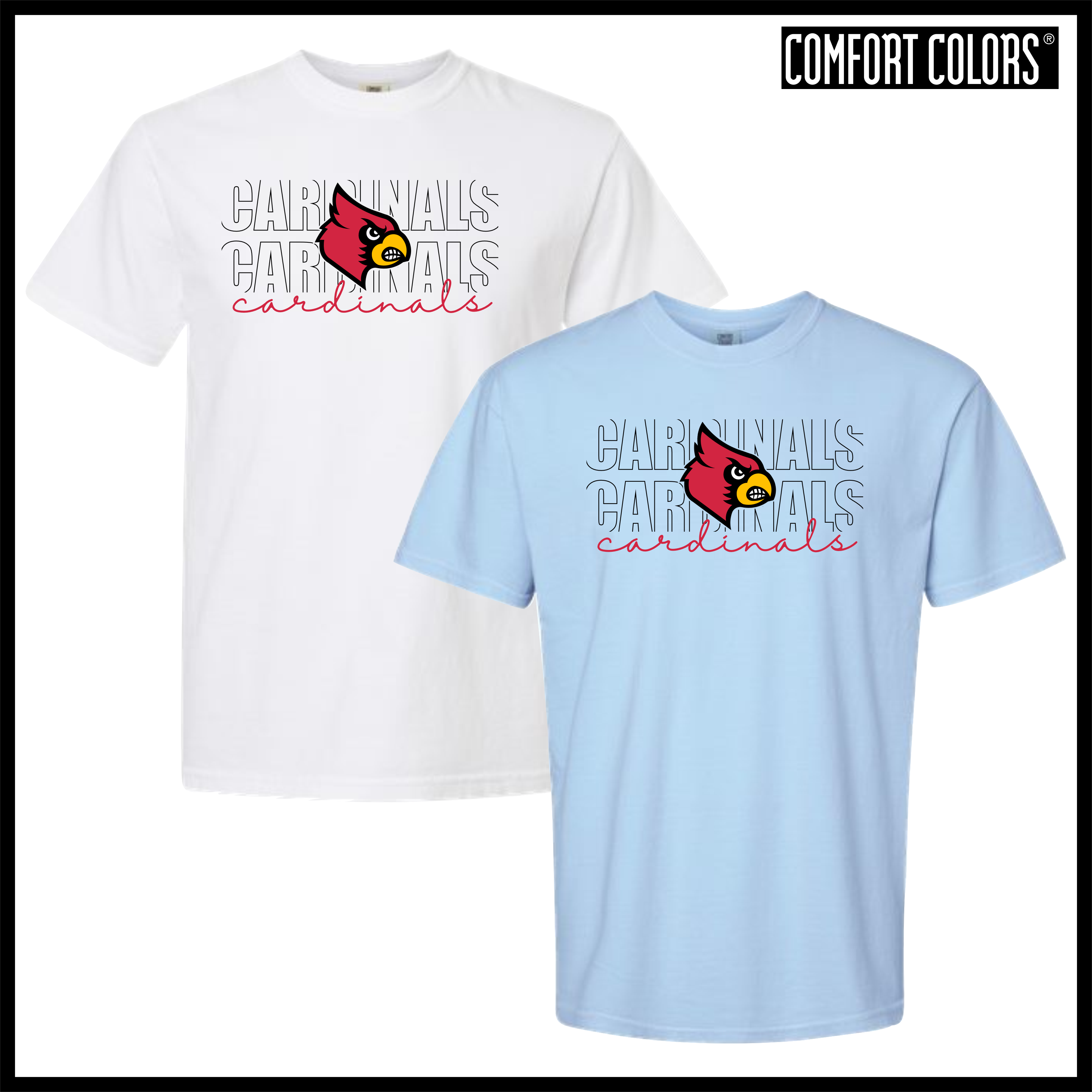 Lady Cardinals CARDINALS STACKED TEXT Short Sleeve Comfort Colors T-Shirt