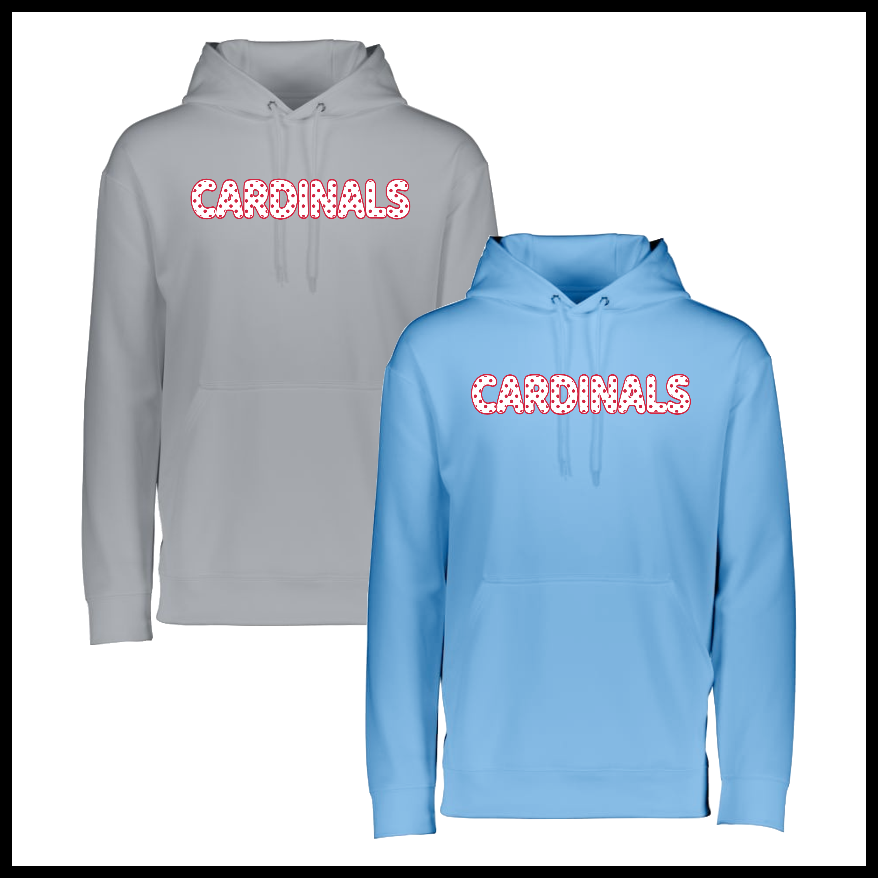 Lady Cardinals DOTTED CARDINALS TEXT 100% Poly Wicking Hoodie Sweatshirt