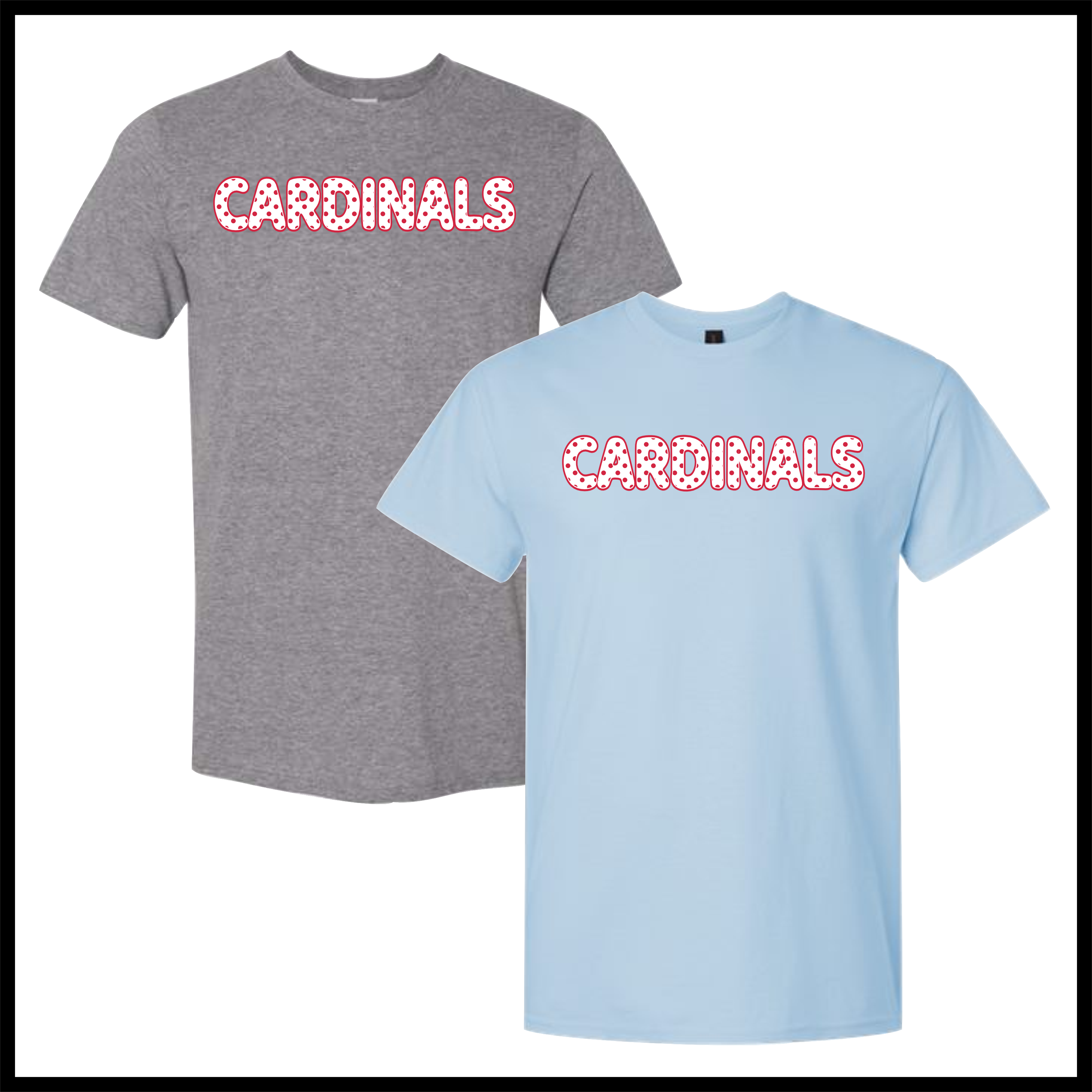 Lady Cardinals DOTTED CARDINALS TEXT Short Sleeve Ringspun Cotton T-Shirt