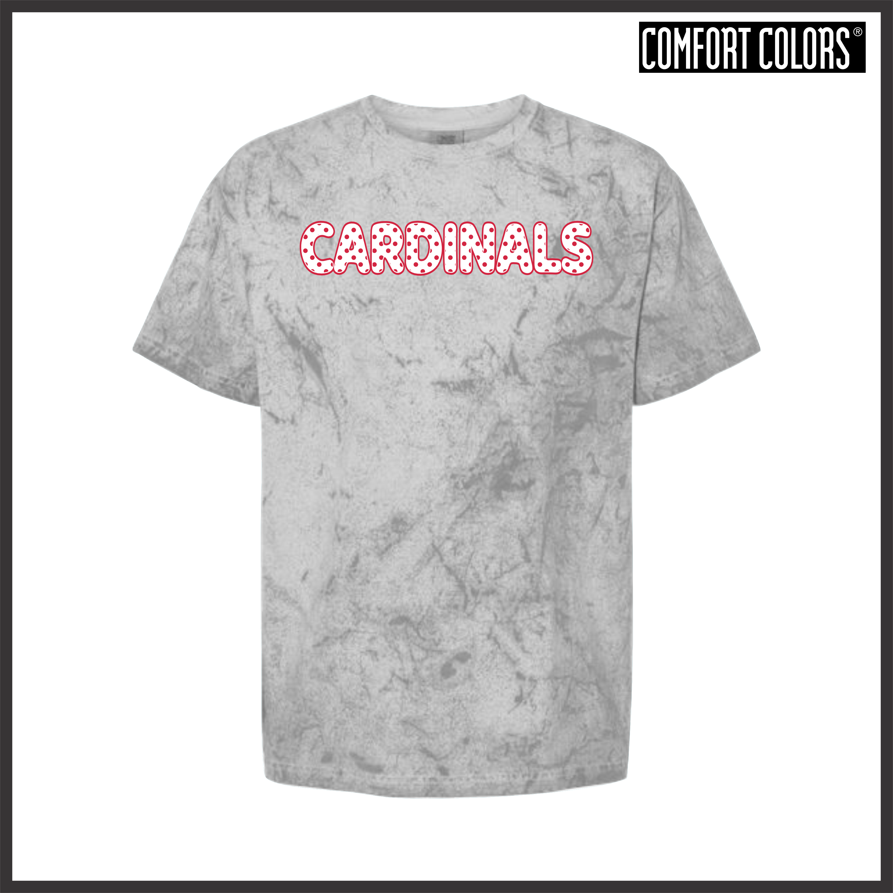 Lady Cardinals DOTTED CARDINALS TEXT Short Sleeve Comfort Colors Colorblast T-Shirt