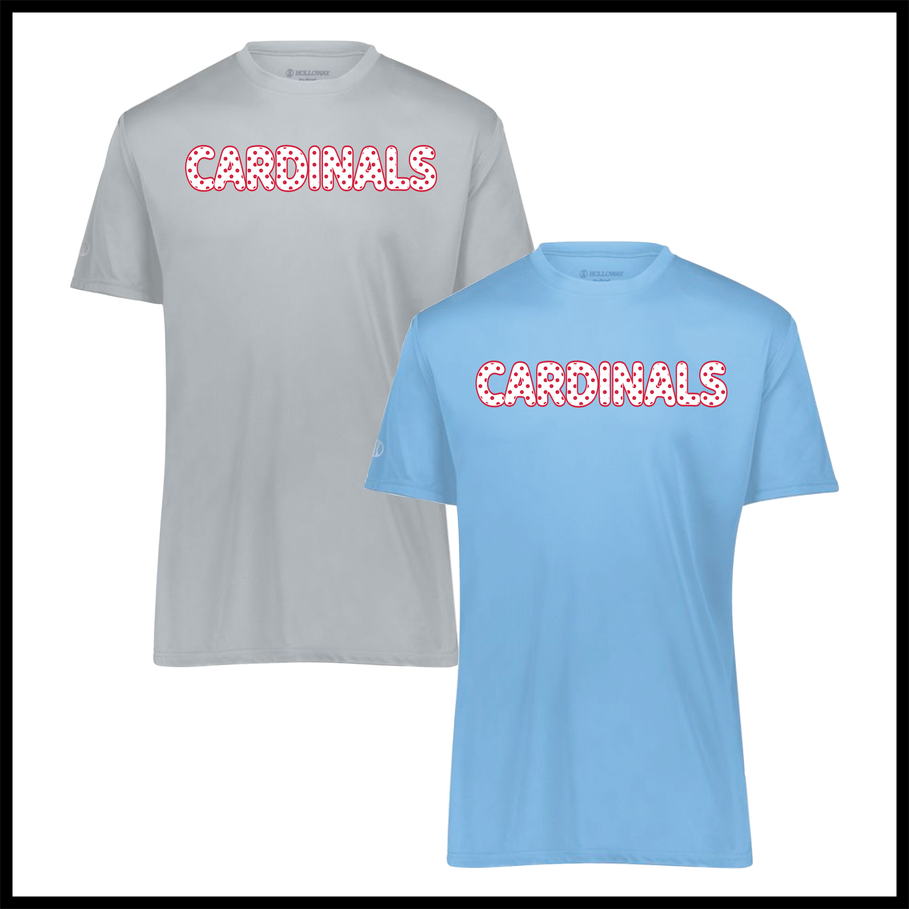 Lady Cardinals DOTTED CARDINALS TEXT Short Sleeve 100% Poly Wicking T-Shirt