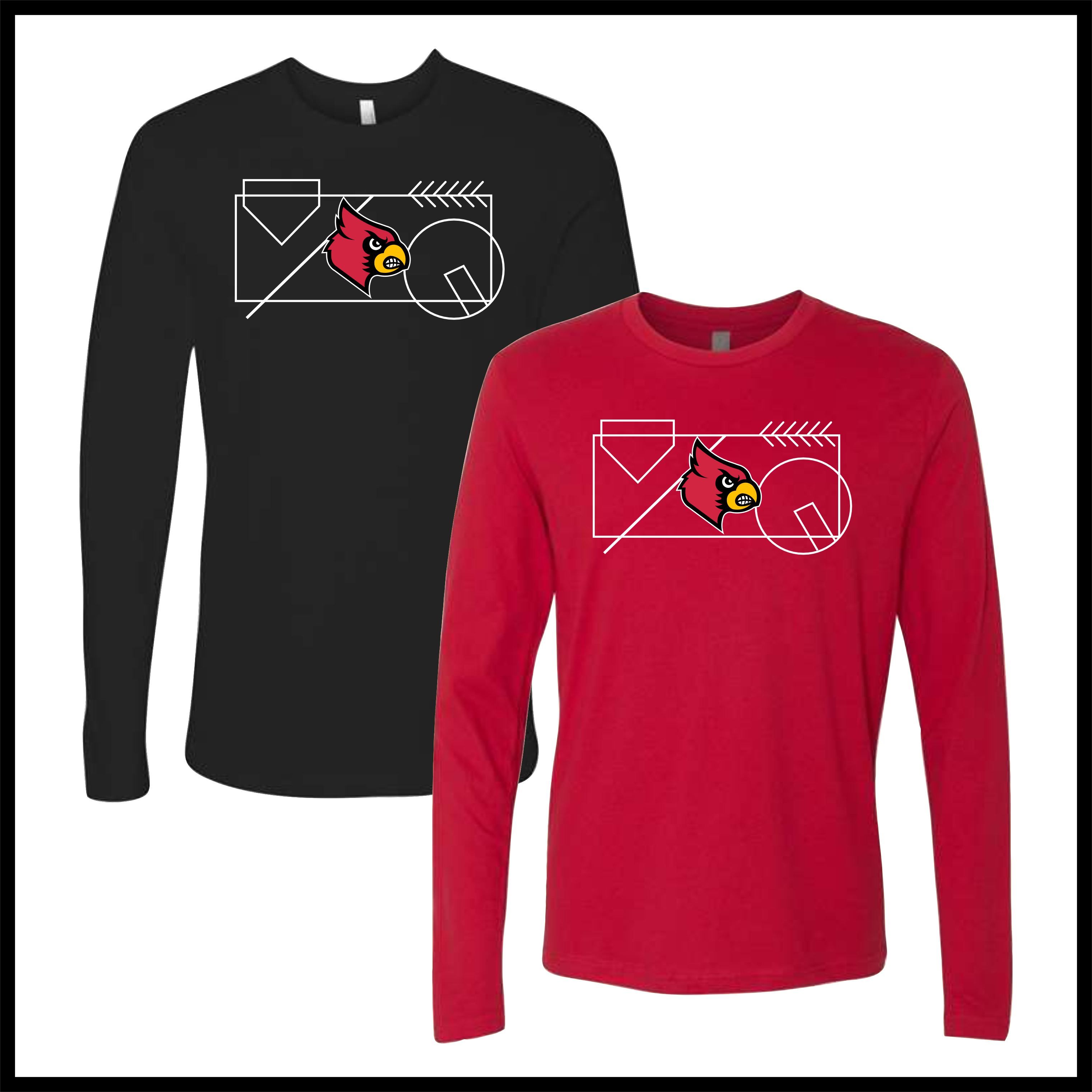 Lady Cardinals FIELD GRID Long Sleeve Ringspun Cotton T-Shirt