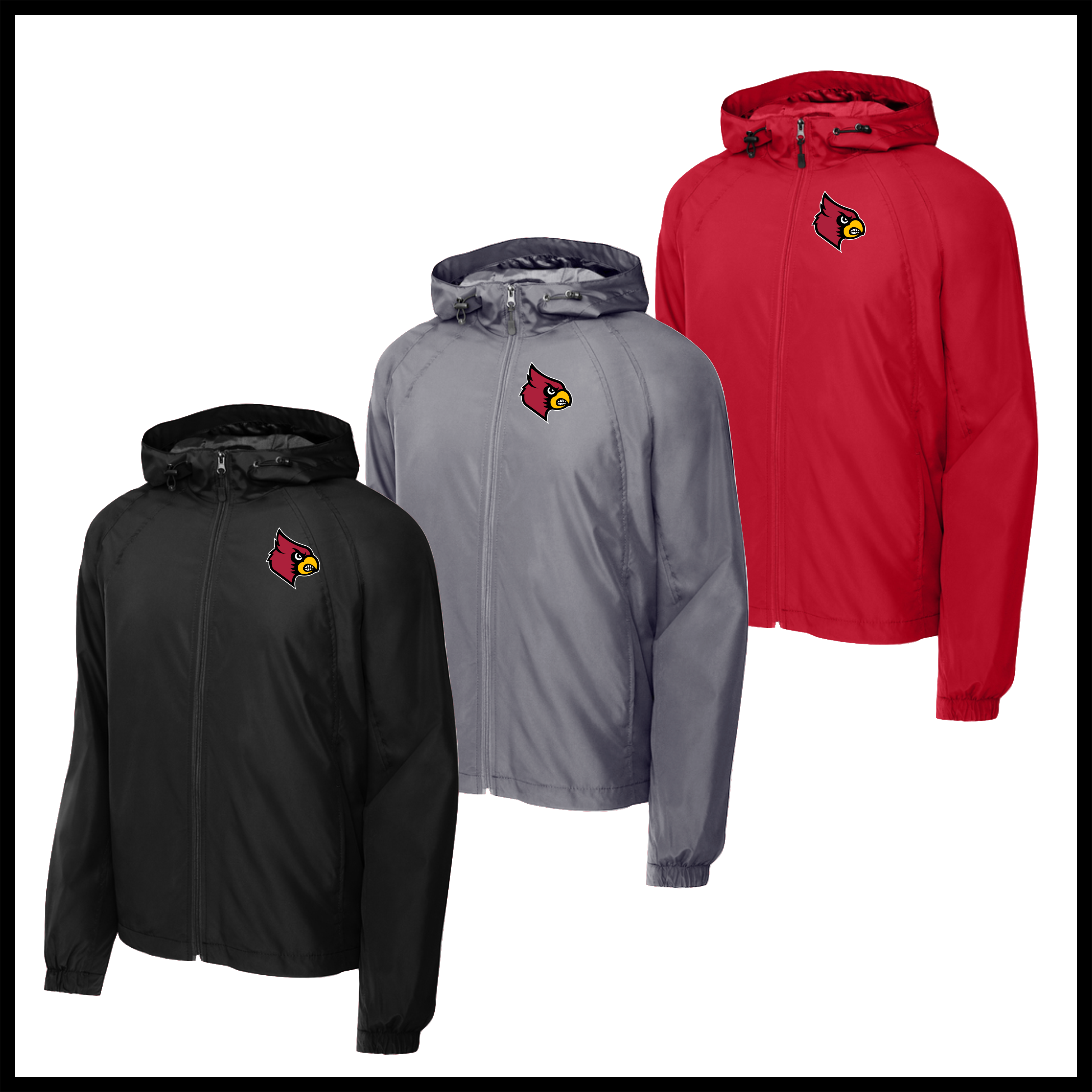 Lady Cardinals Full Zip Hooded Windbreaker