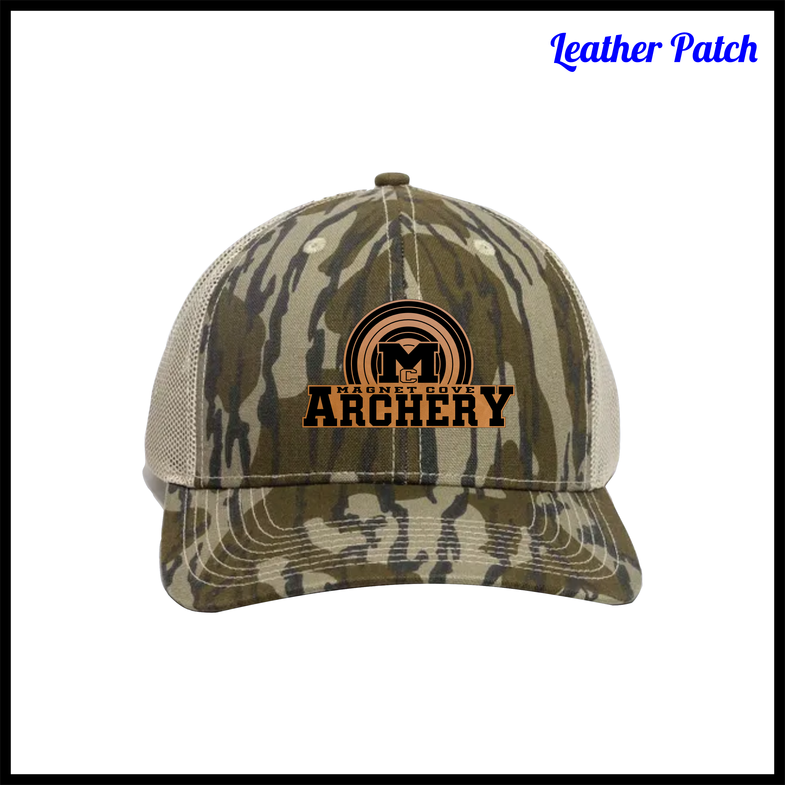 Magnet Cove Archery Bottomlands Camo Snapback Trucker Hat (LEATHER PATCH)