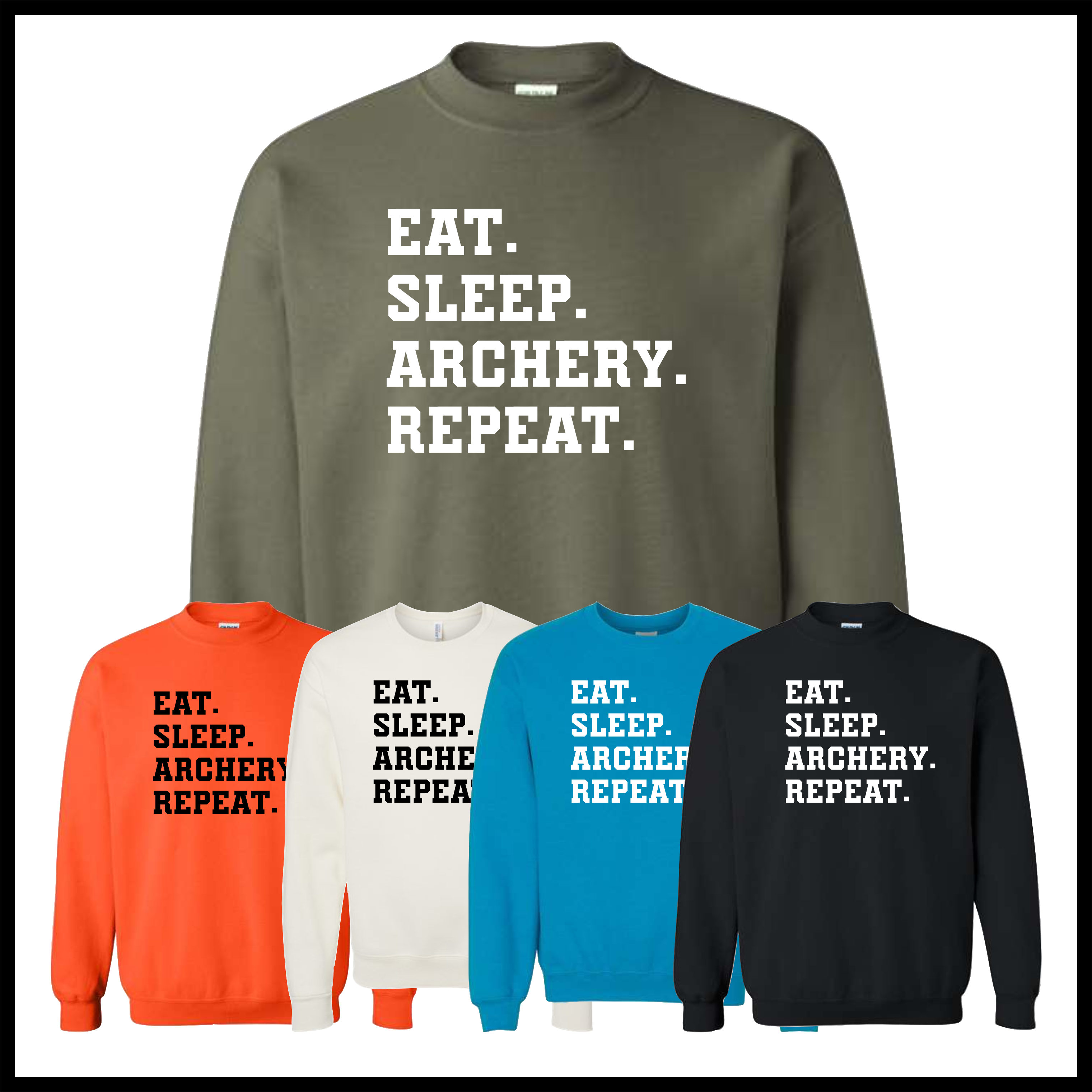 Magnet Cove Archery Eat-Sleep Cotton Blend Crewneck Sweatshirt