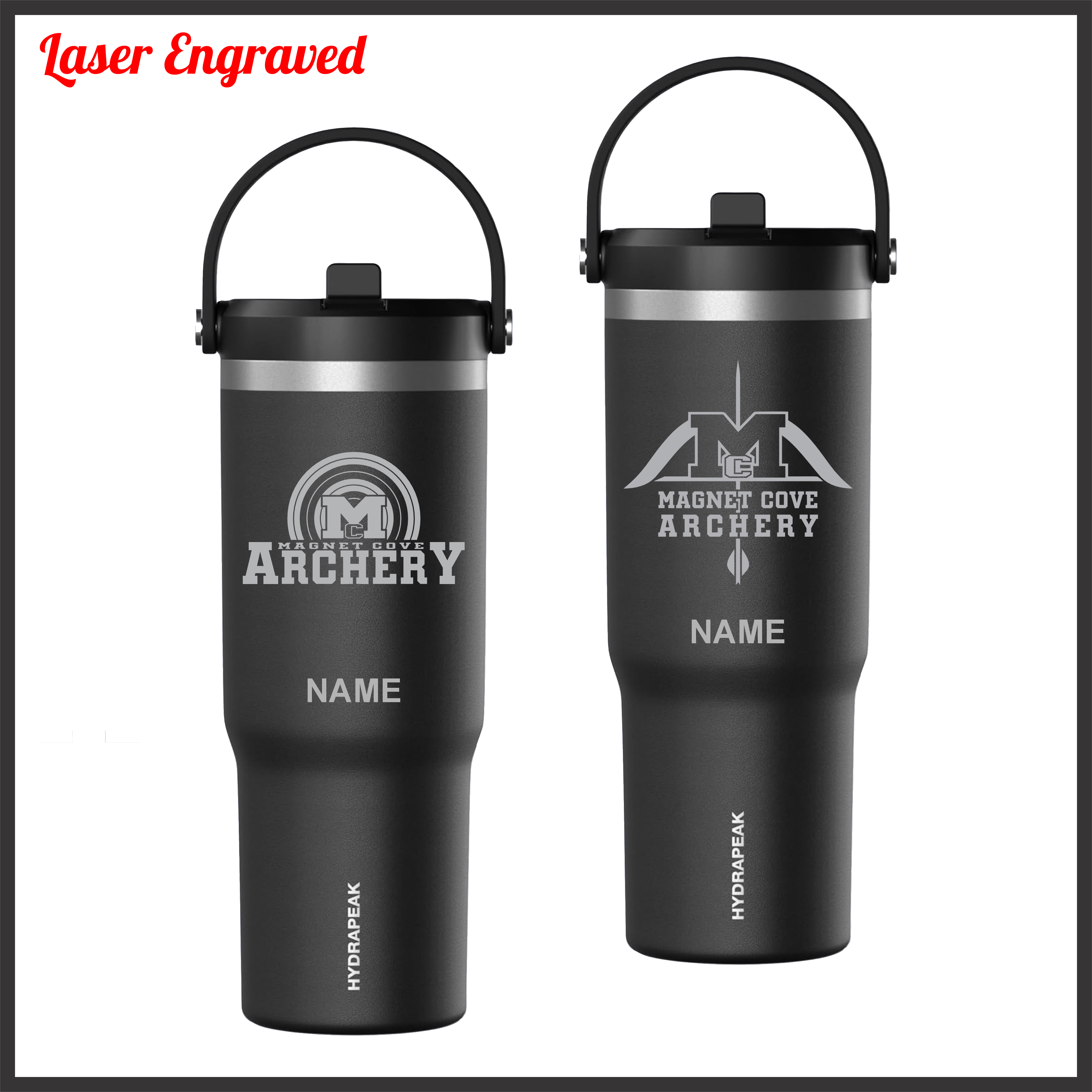 Magnet Cove Archery Engraved Stainless Steel 32 oz. Water Bottle (Straw Lid)
