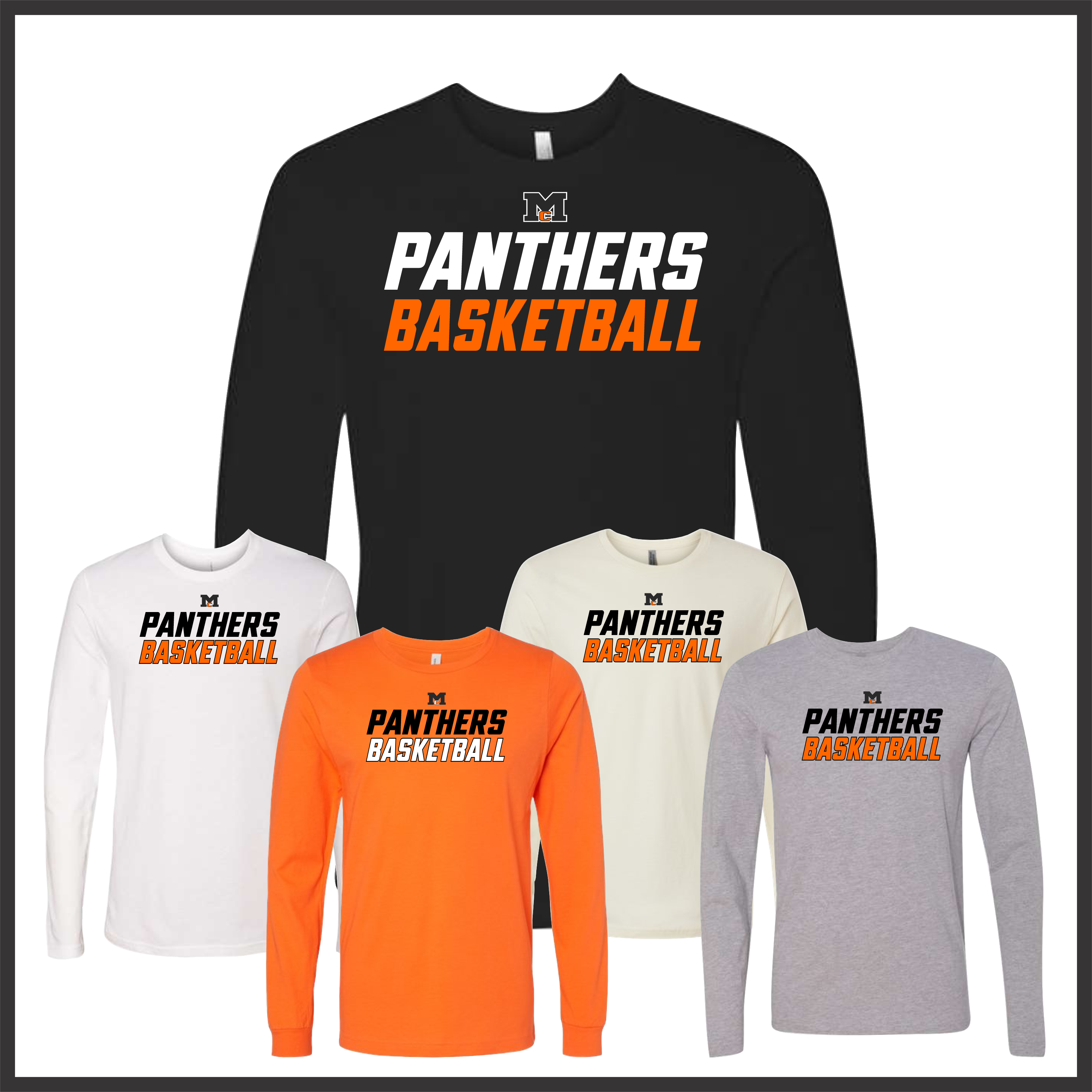 Magnet Cove Panthers Basketball Long Sleeve Ringspun Cotton T-Shirt