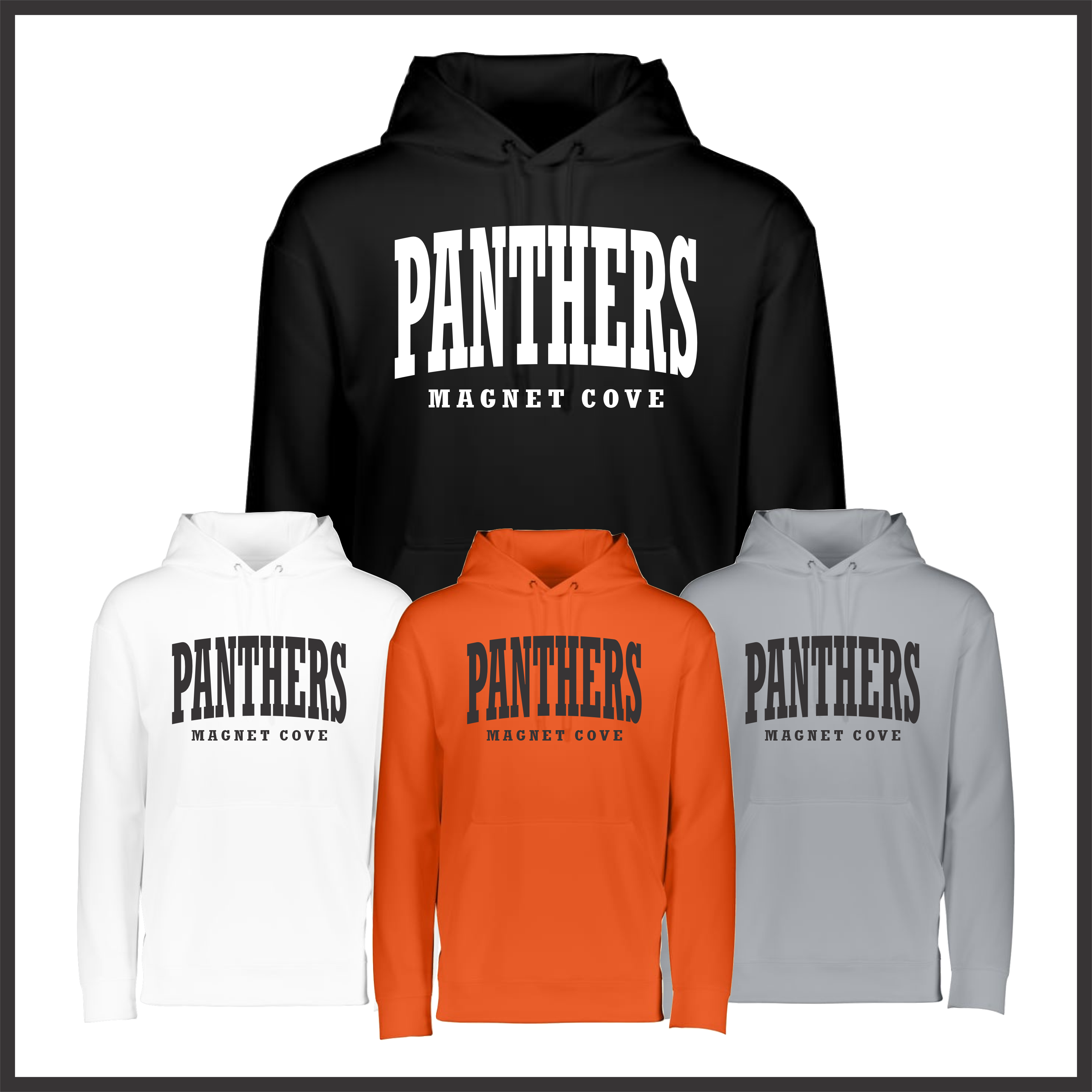 Magnet Cove Panthers Block Text 100% Poly Wicking Hoodie Sweatshirt