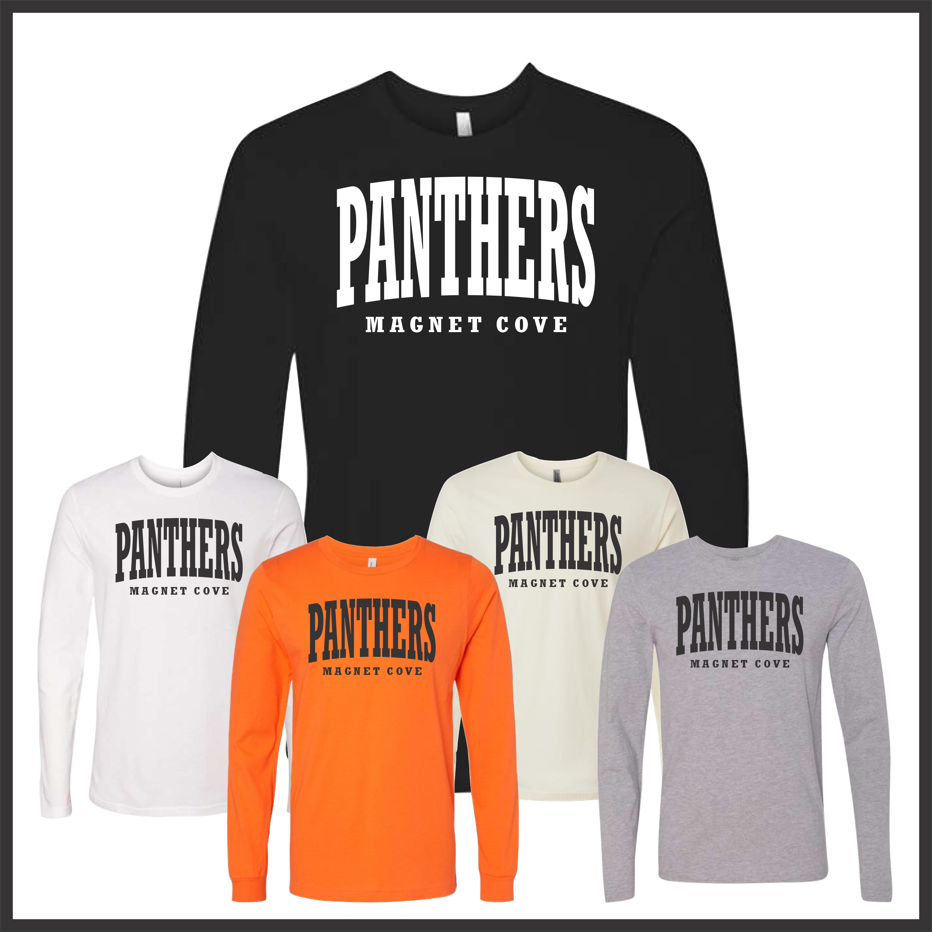 Magnet Cove Panthers Block Text Long Sleeve Ringspun Cotton T-Shirt