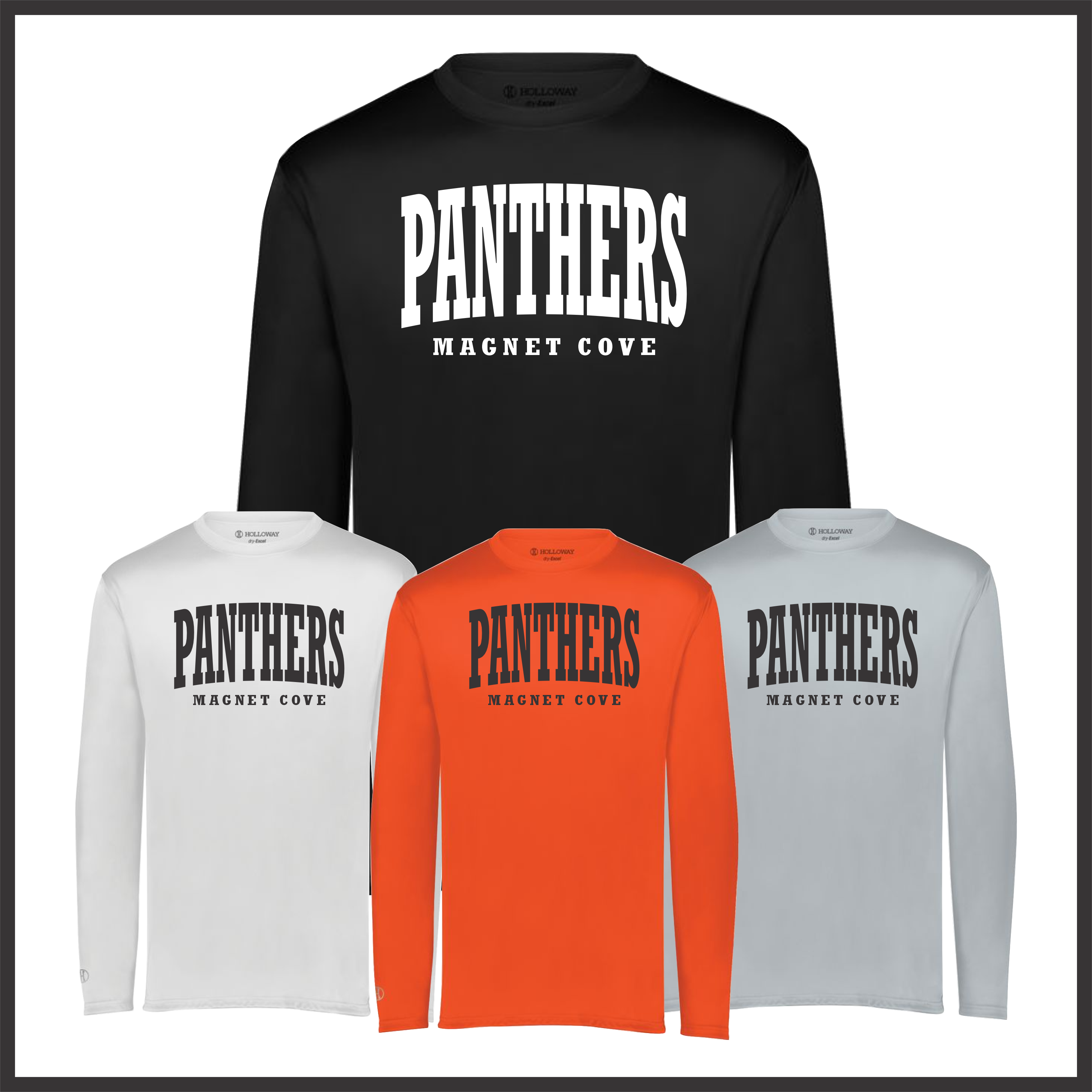 Magnet Cove Panthers Block Text Long Sleeve 100% Poly Wicking T-Shirt