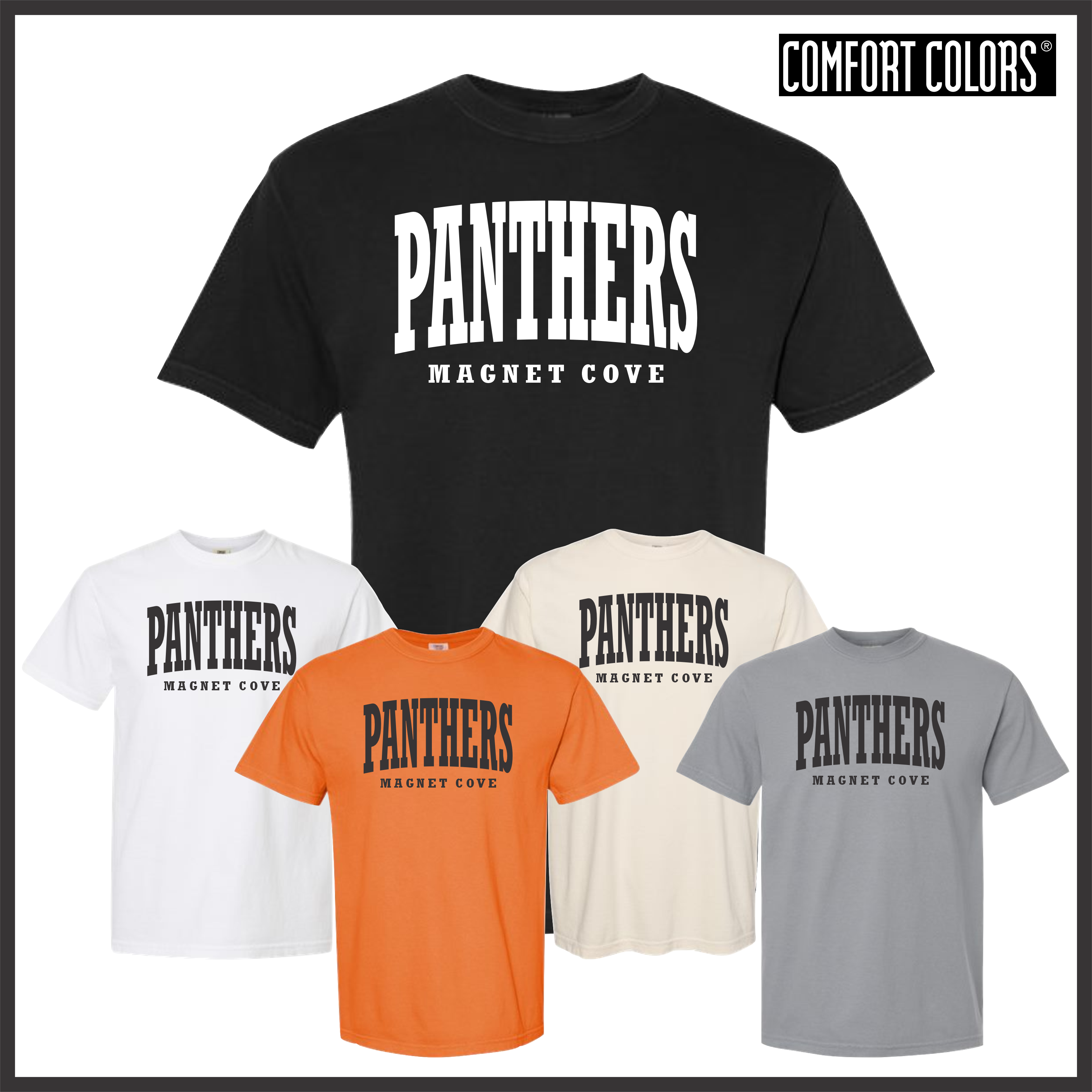 Magnet Cove Panthers Block Text Short Sleeve Comfort Colors T-Shirt