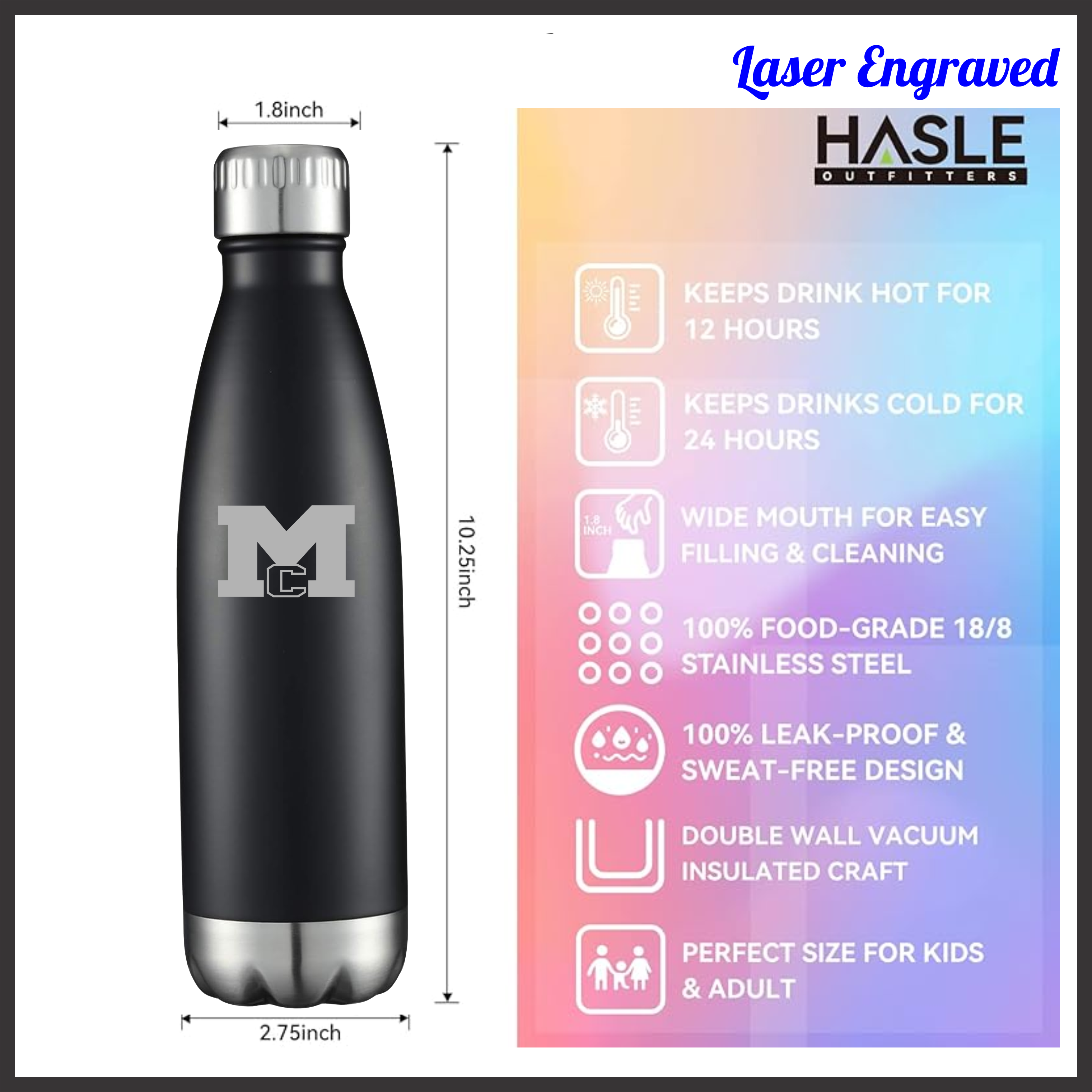 Magnet Cove Engraved Stainless Steel 17 oz. Water Bottle