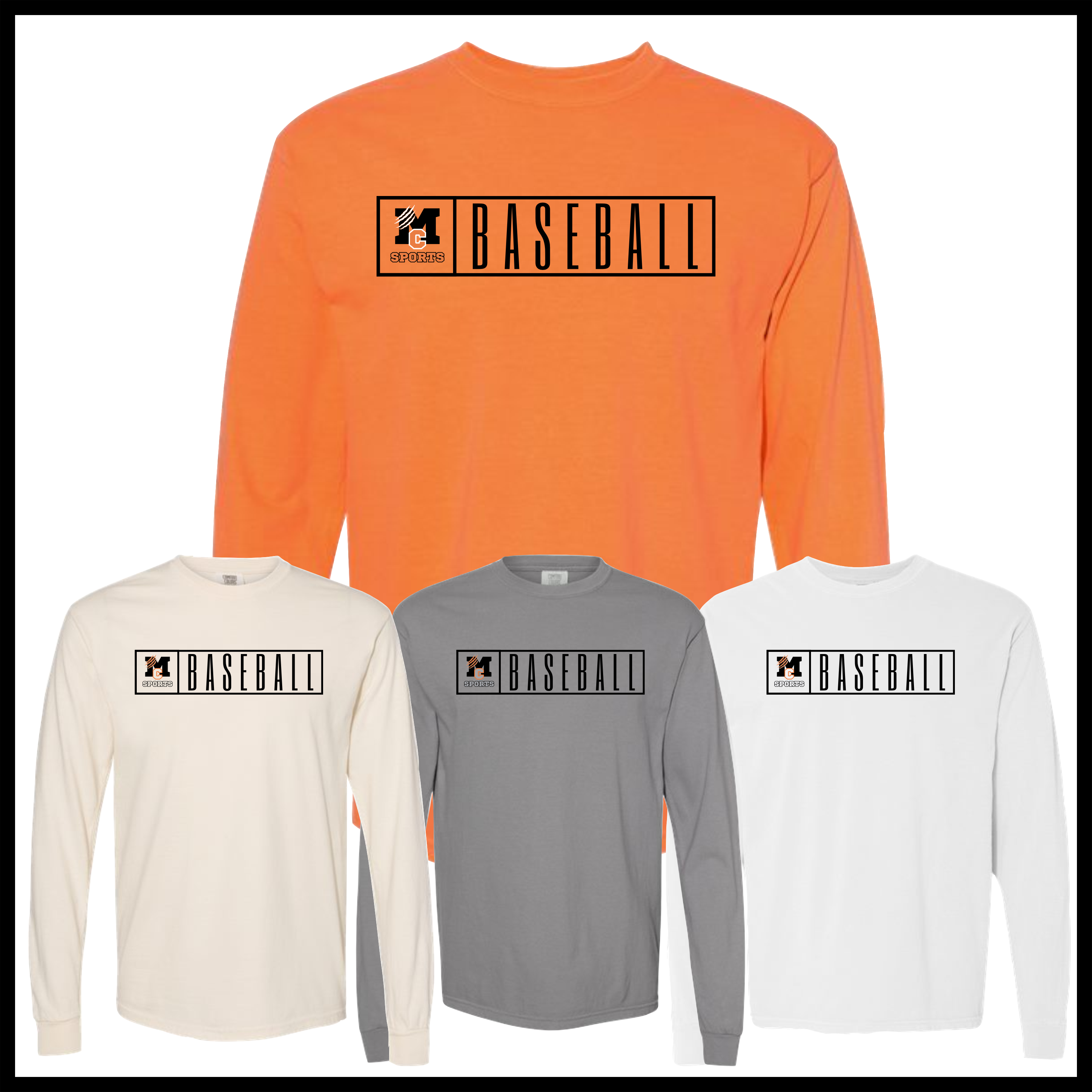 MCYDS BASEBALL Long Sleeve Comfort Colors Cotton T-Shirt