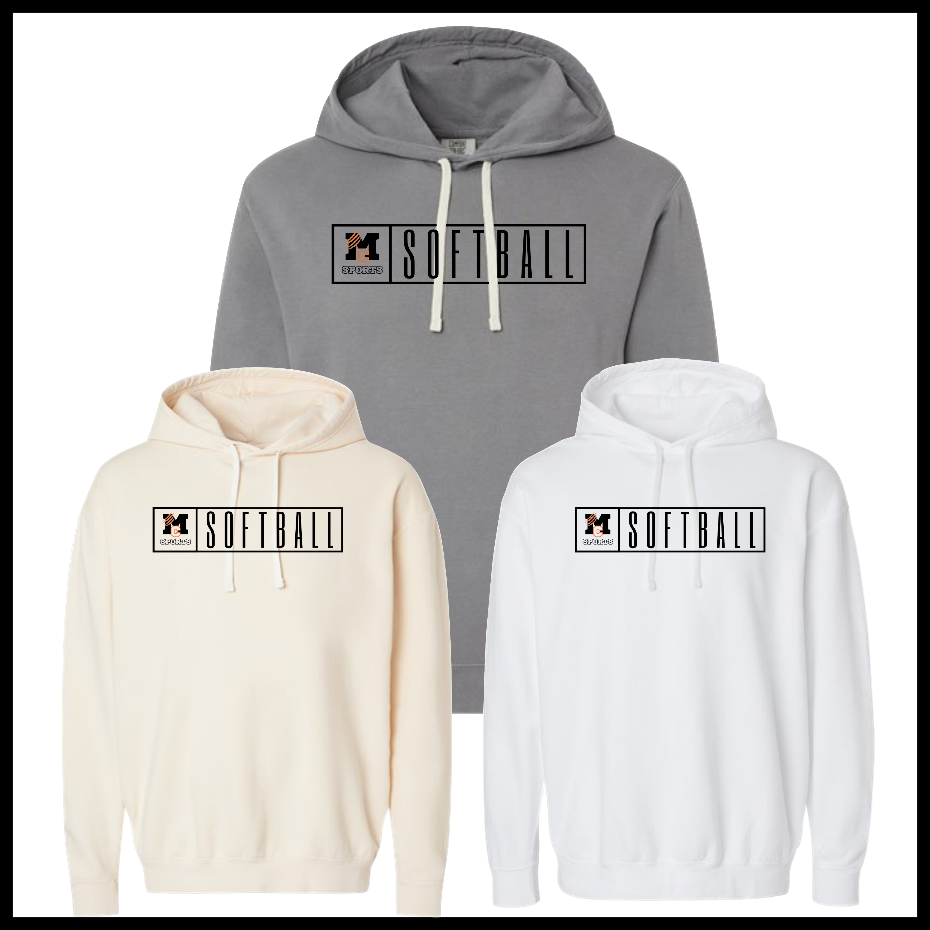 MCYDS SOFTBALL Comfort Colors Cotton Hoodie Sweatshirt