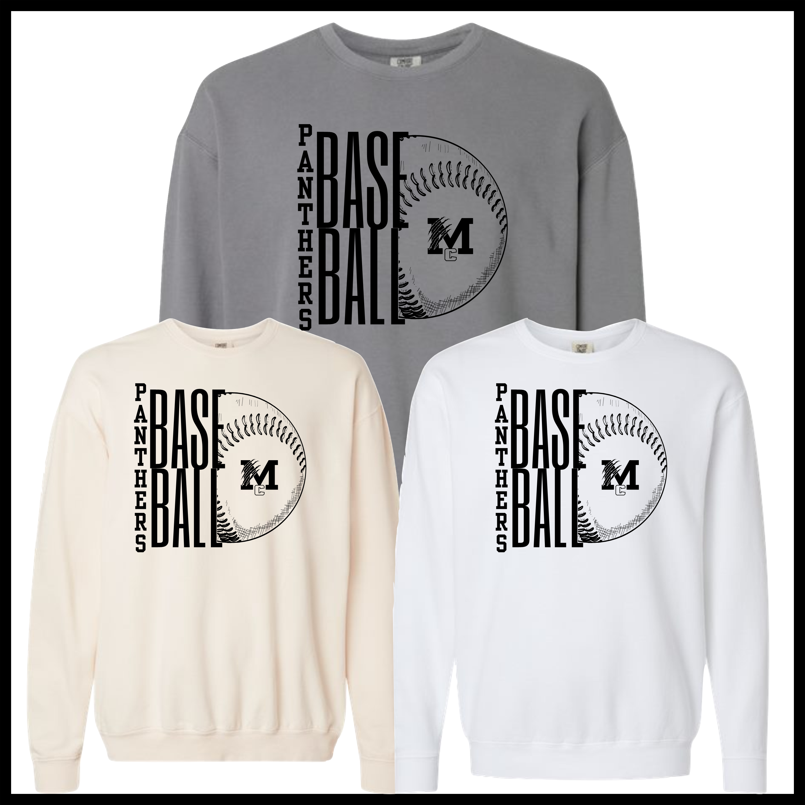 MCYDS STACKED BASEBALL Comfort Colors Cotton Crewneck Sweatshirt