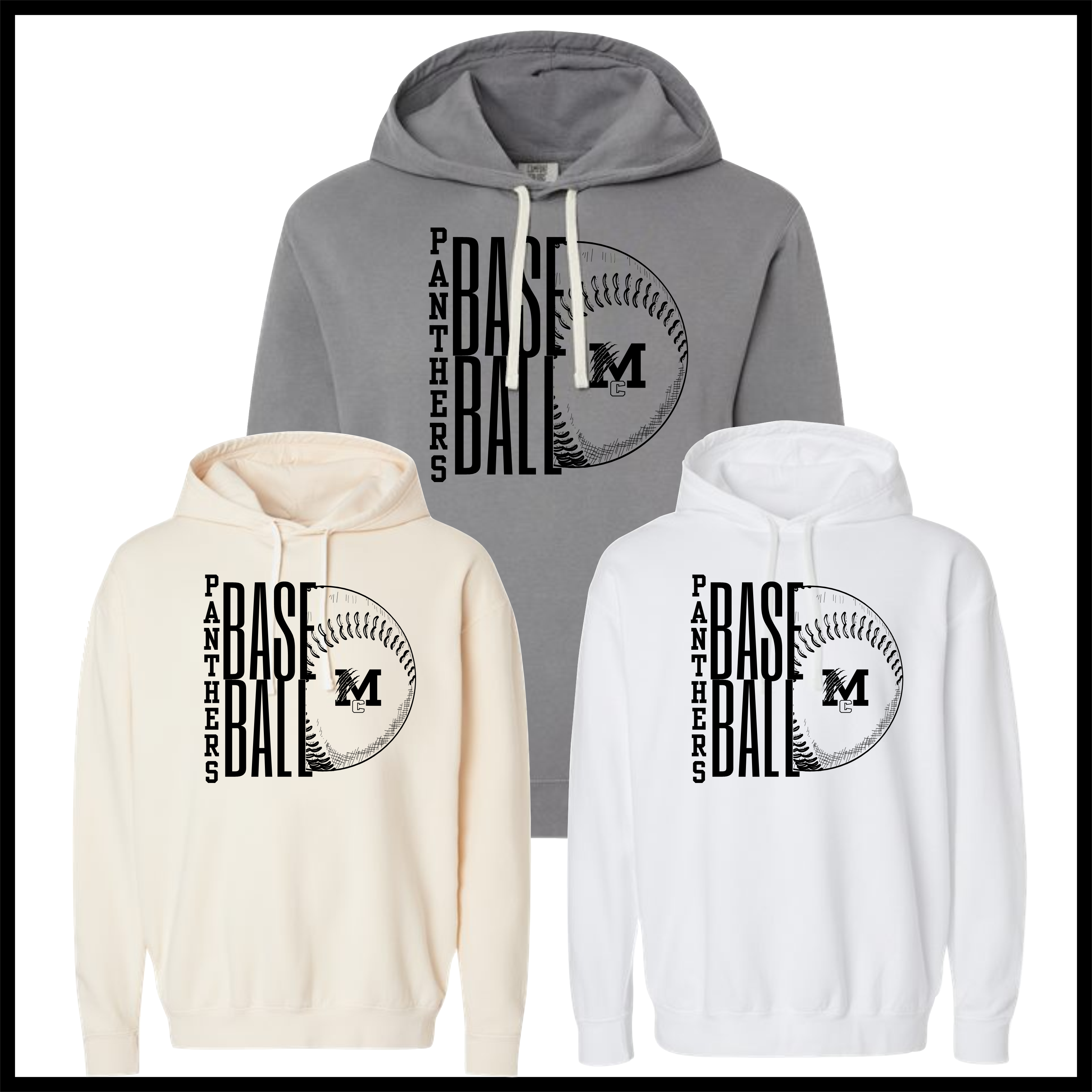 MCYDS STACKED BASEBALL Comfort Colors Cotton Hoodie Sweatshirt
