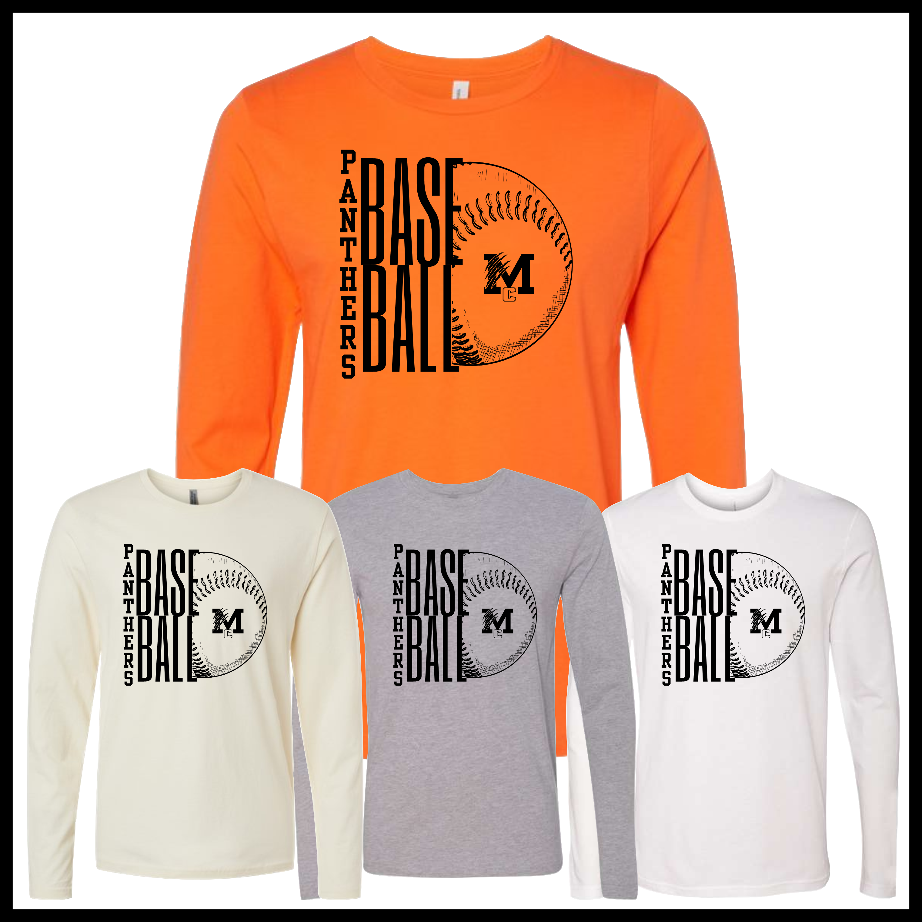 MCYDS STACKED BASEBALL Long Sleeve Ringspun Cotton T-Shirt
