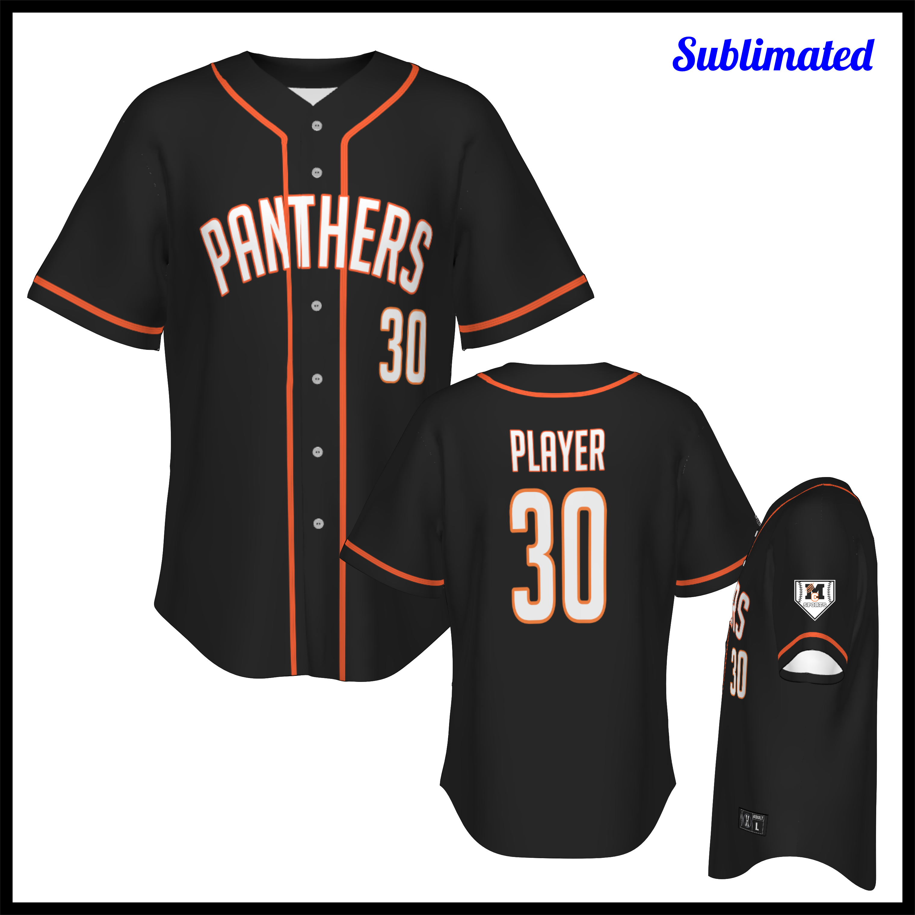 MCYDS Sublimated Full Button Baseball/Softball Jersey