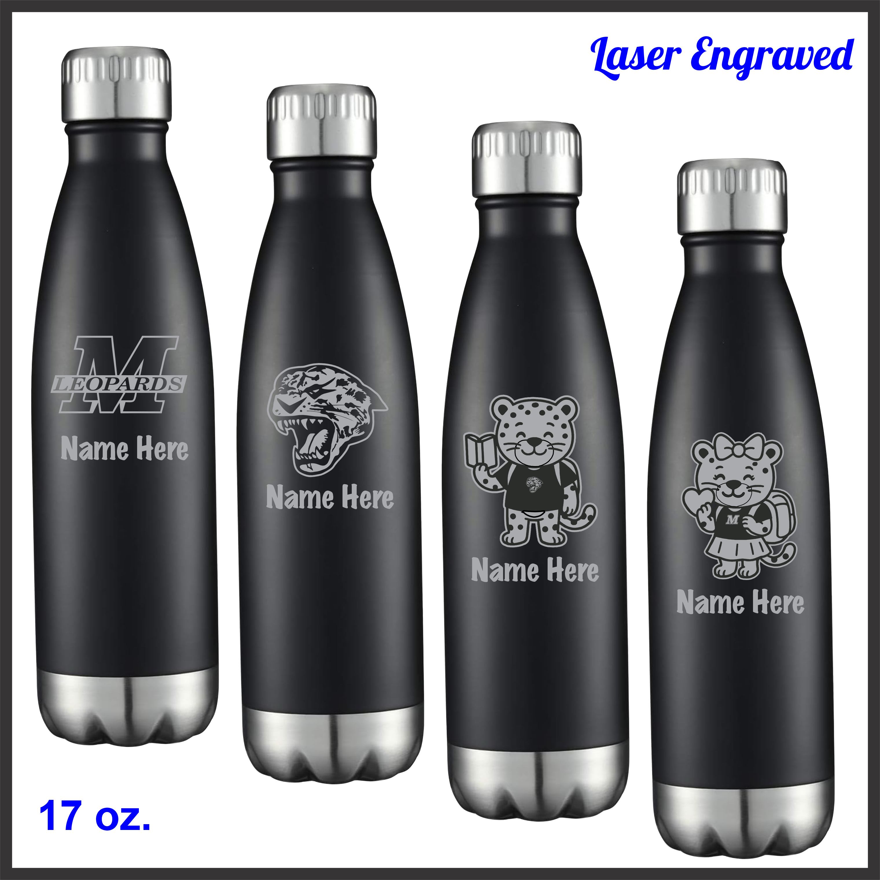 MES Laser Engraved Slim Screw Top 17 oz Water Bottle