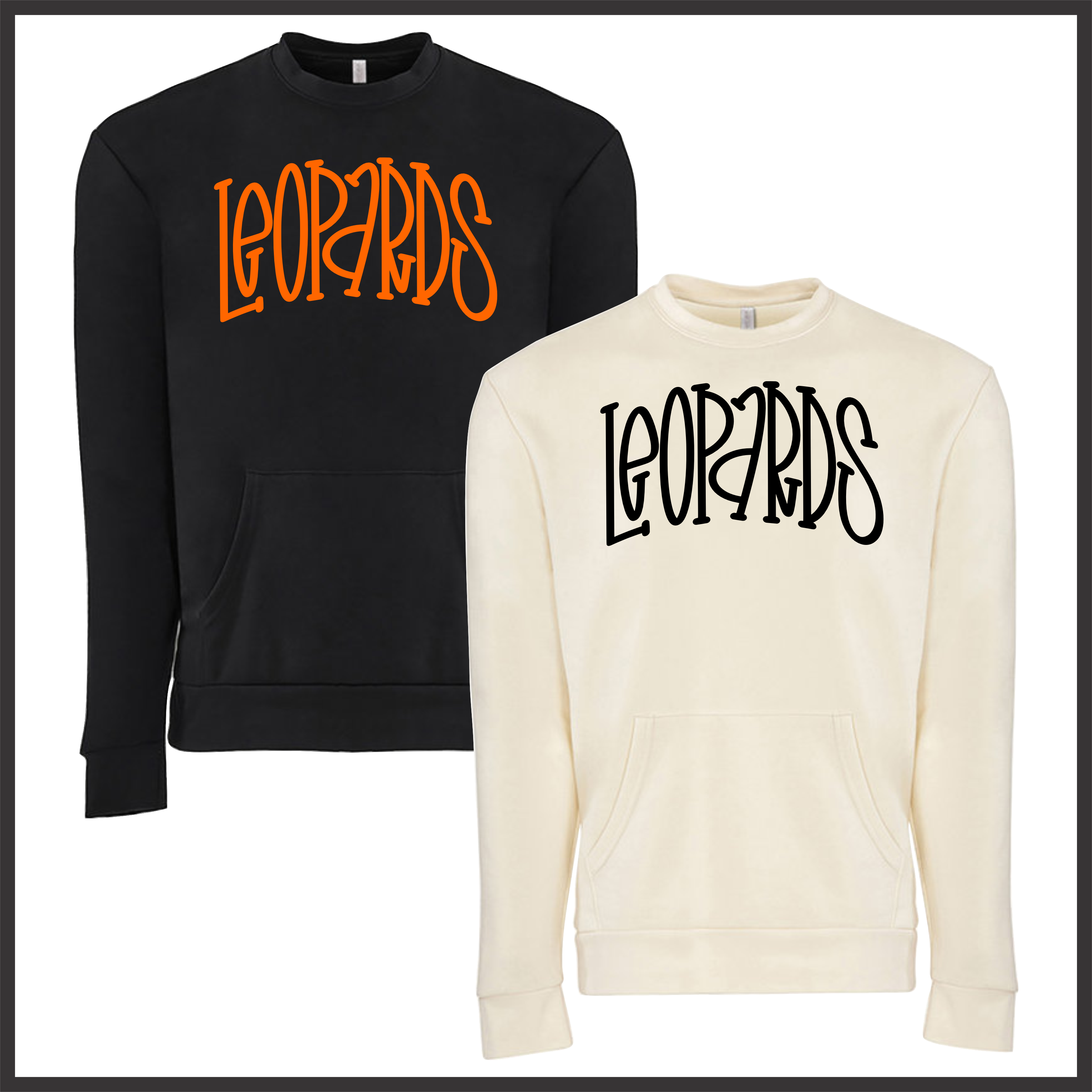 MES Leopards Text Print POCKET Crewneck Sweatshirt