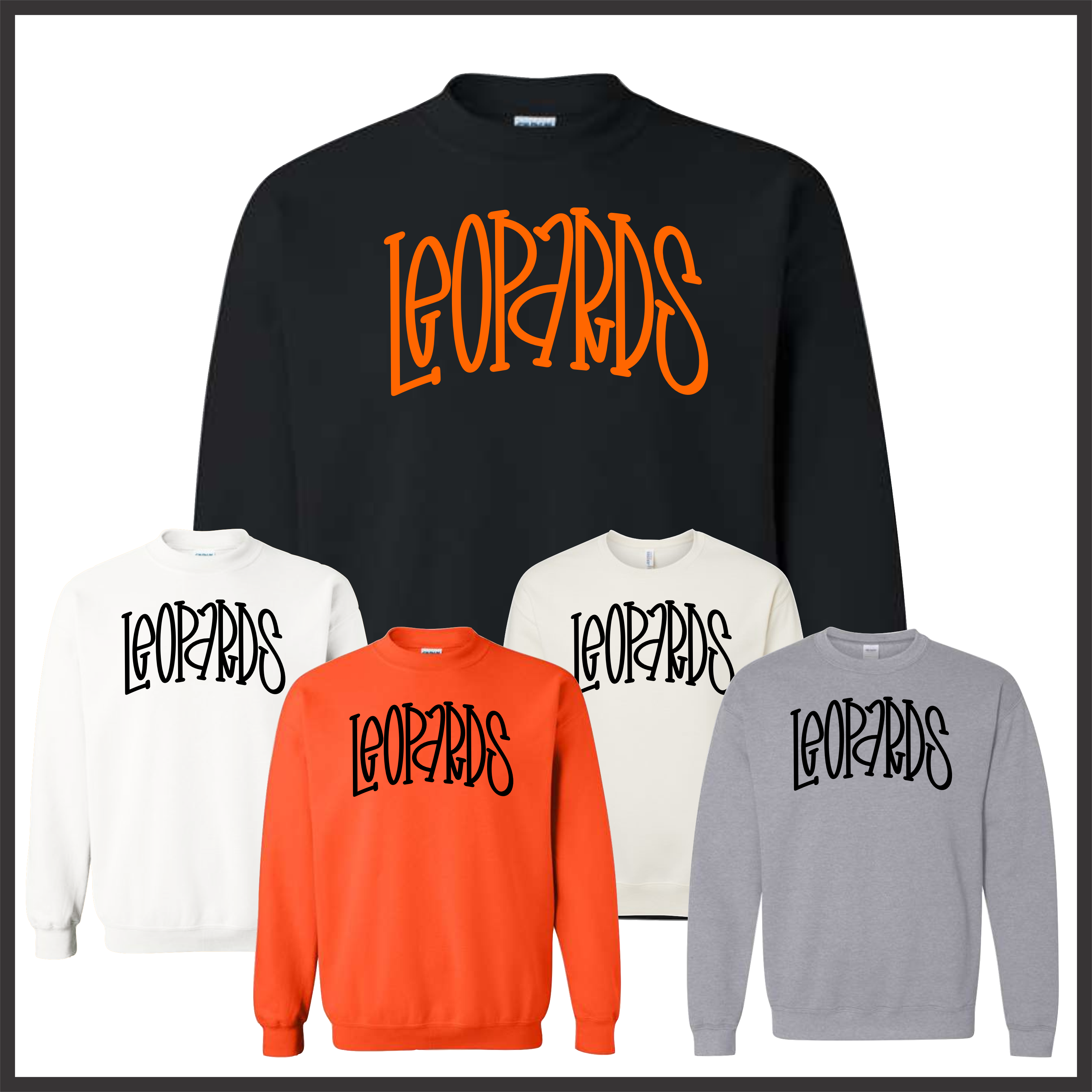 MES Leopards Text Print Cotton Blend Crewneck Sweatshirt