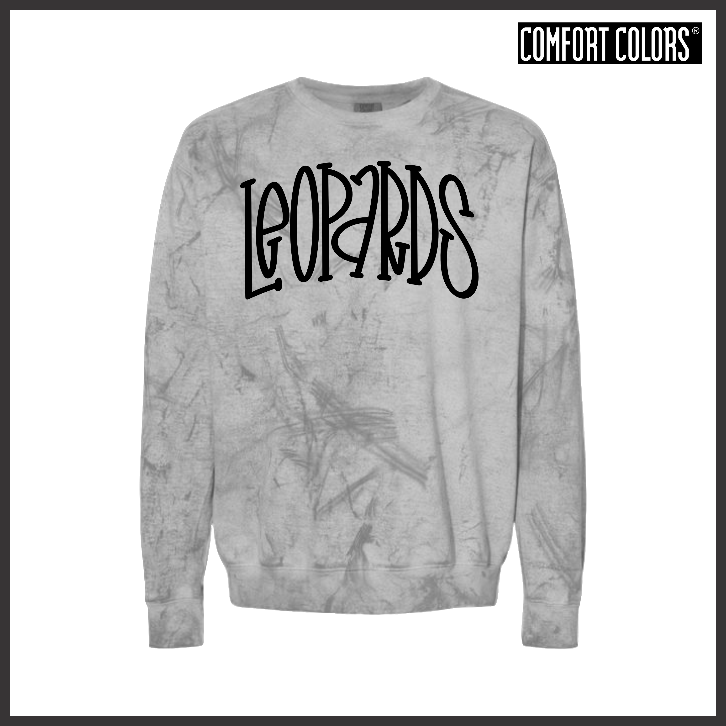 MES Leopards Text Print Comfort Colors Colorblast Sweatshirt