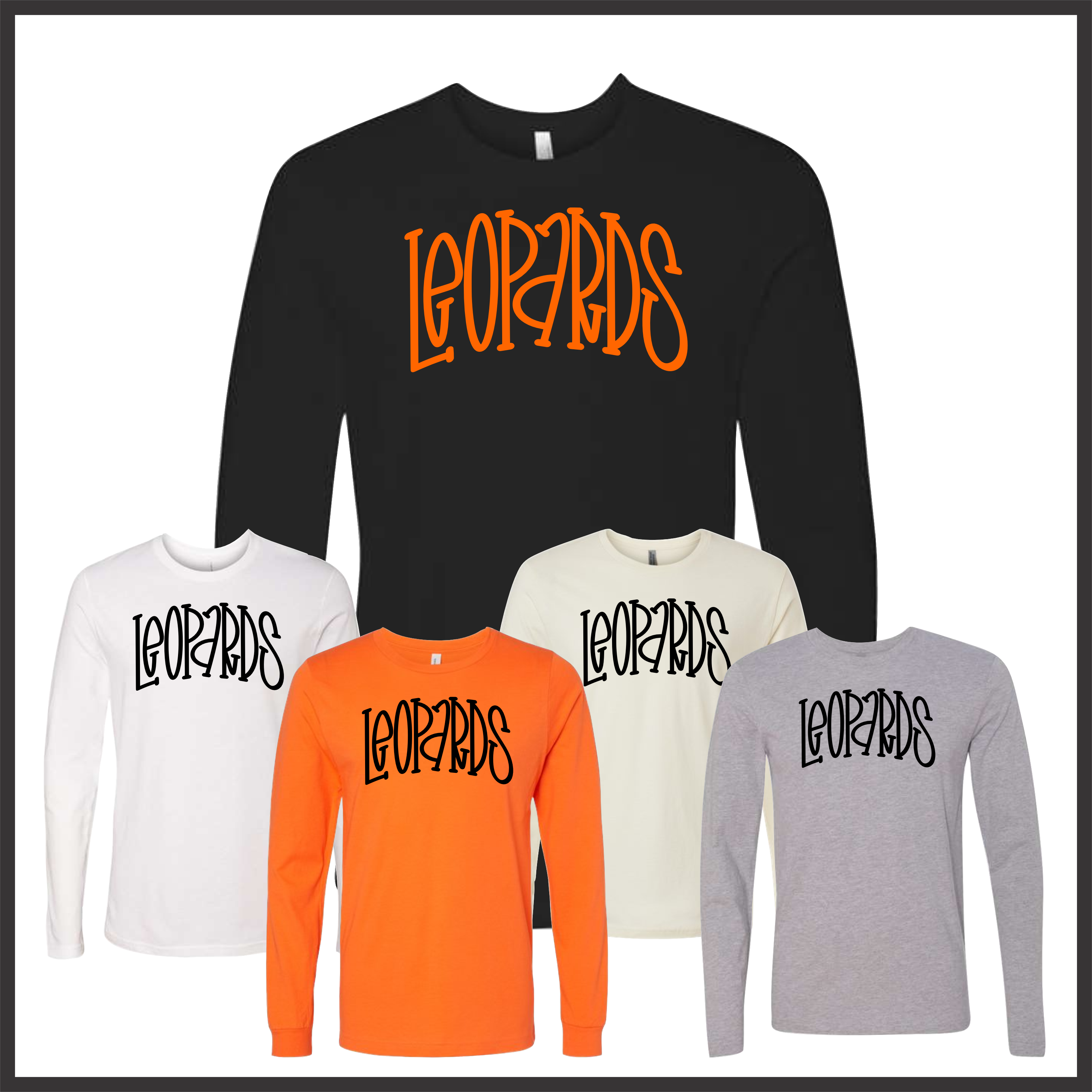 MES Leopards Text Print Long Sleeve Ringspun Cotton T-Shirt