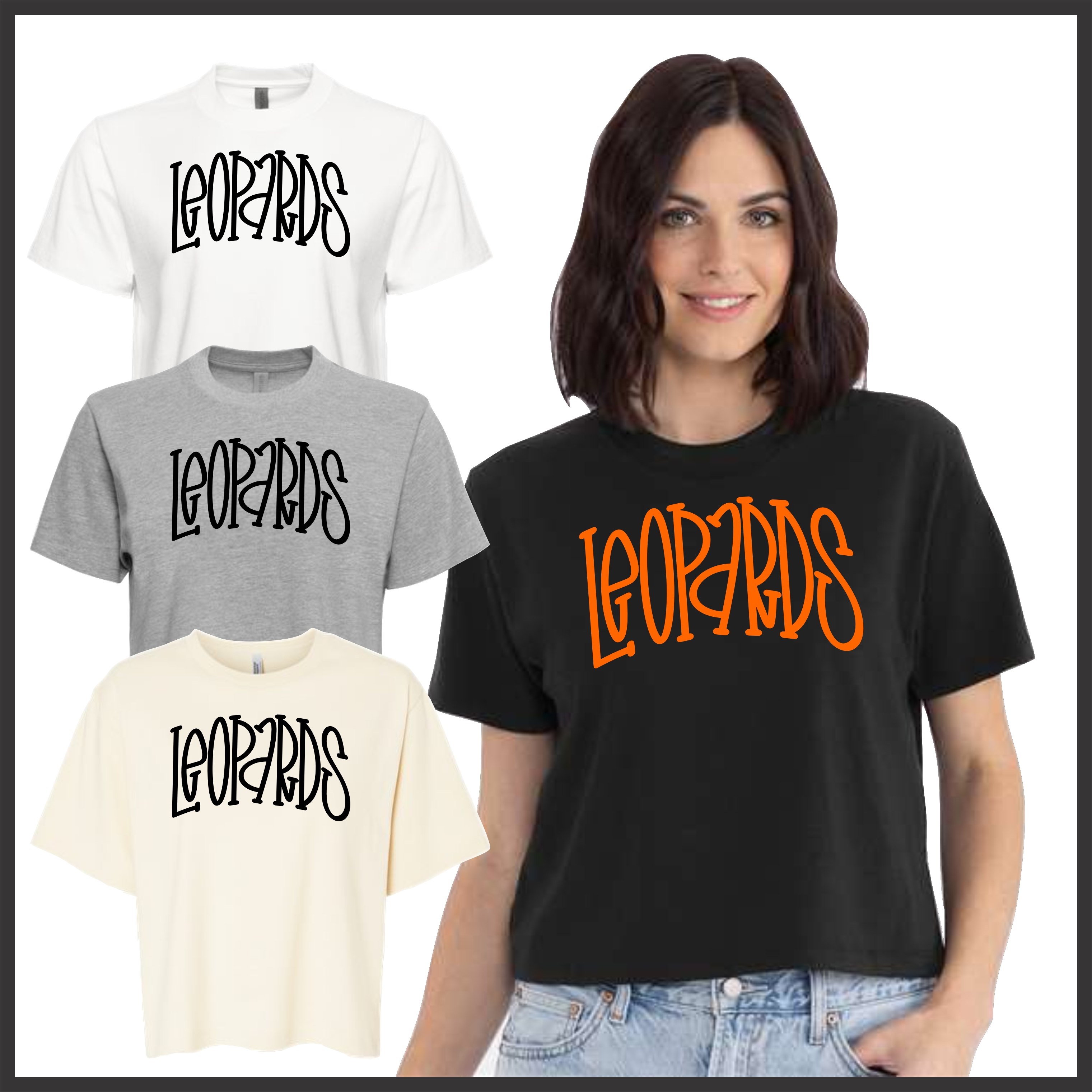 MES Leopards Text Print Short Sleeve Boxy T-Shirt