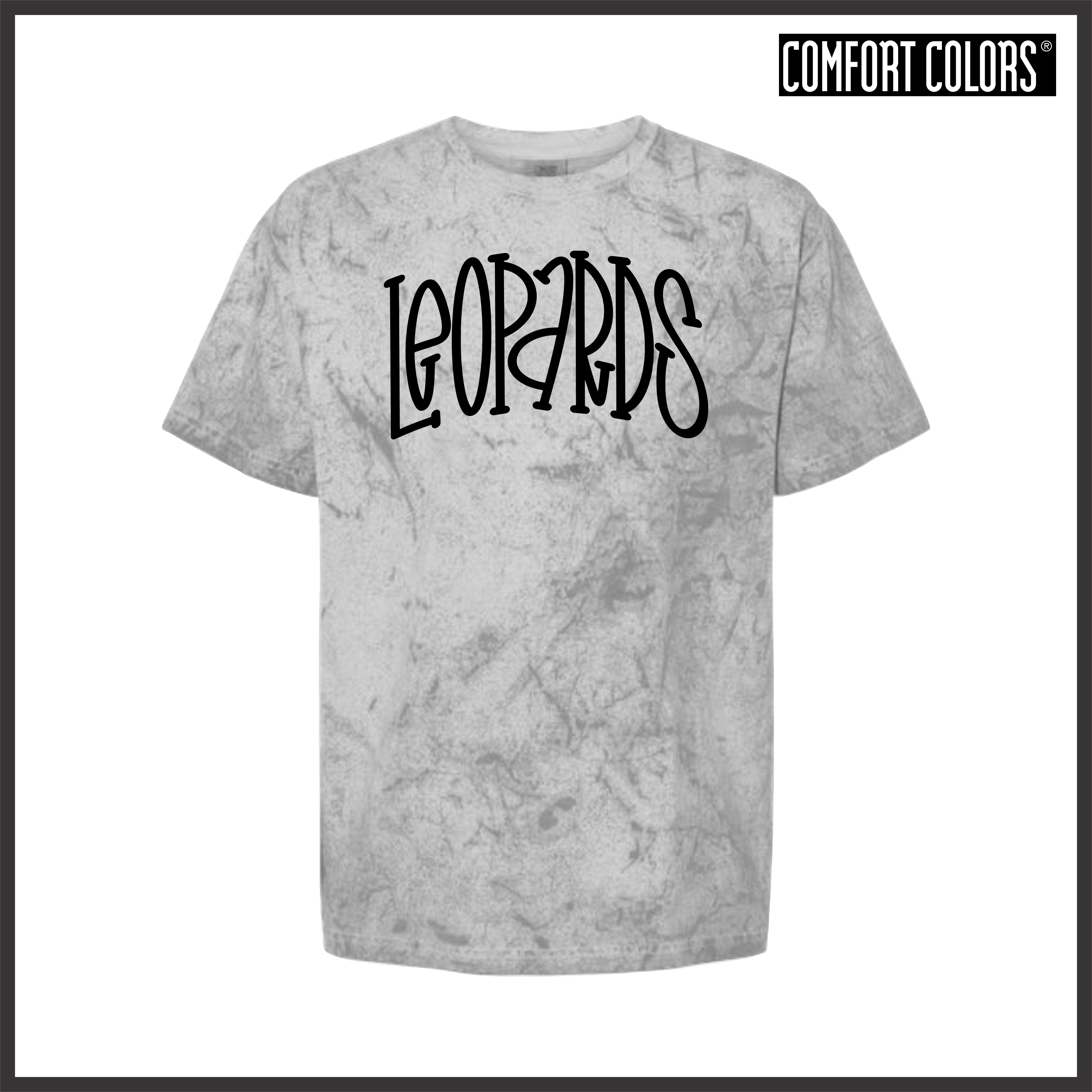 MES Leopards Text Print Short Sleeve Comfort Colors Colorblast T-Shirt