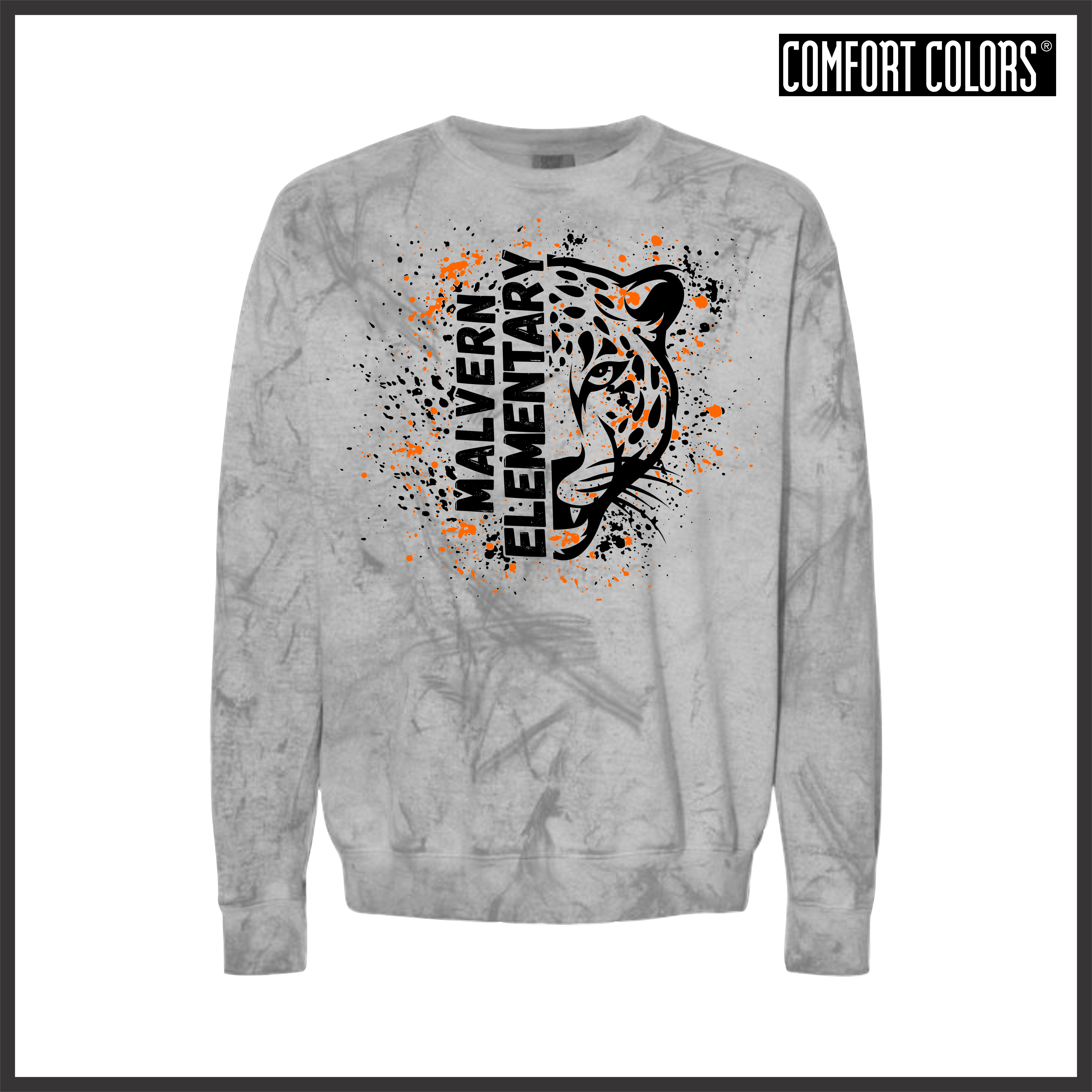 MES Malvern Elementary Splatter Print Comfort Colors Colorblast Sweatshirt