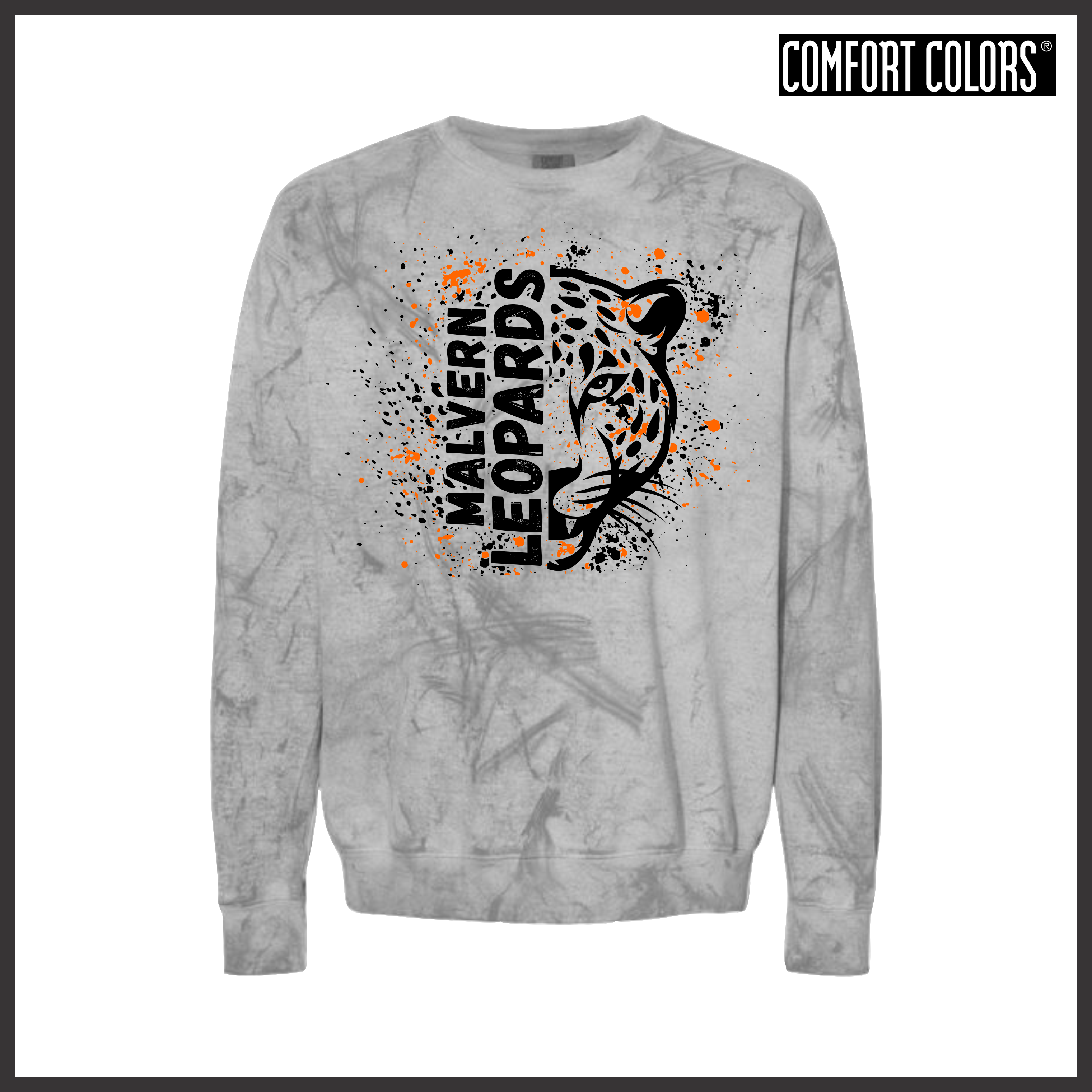 MES Malvern Leopards Splatter Print Comfort Colors Colorblast Sweatshirt