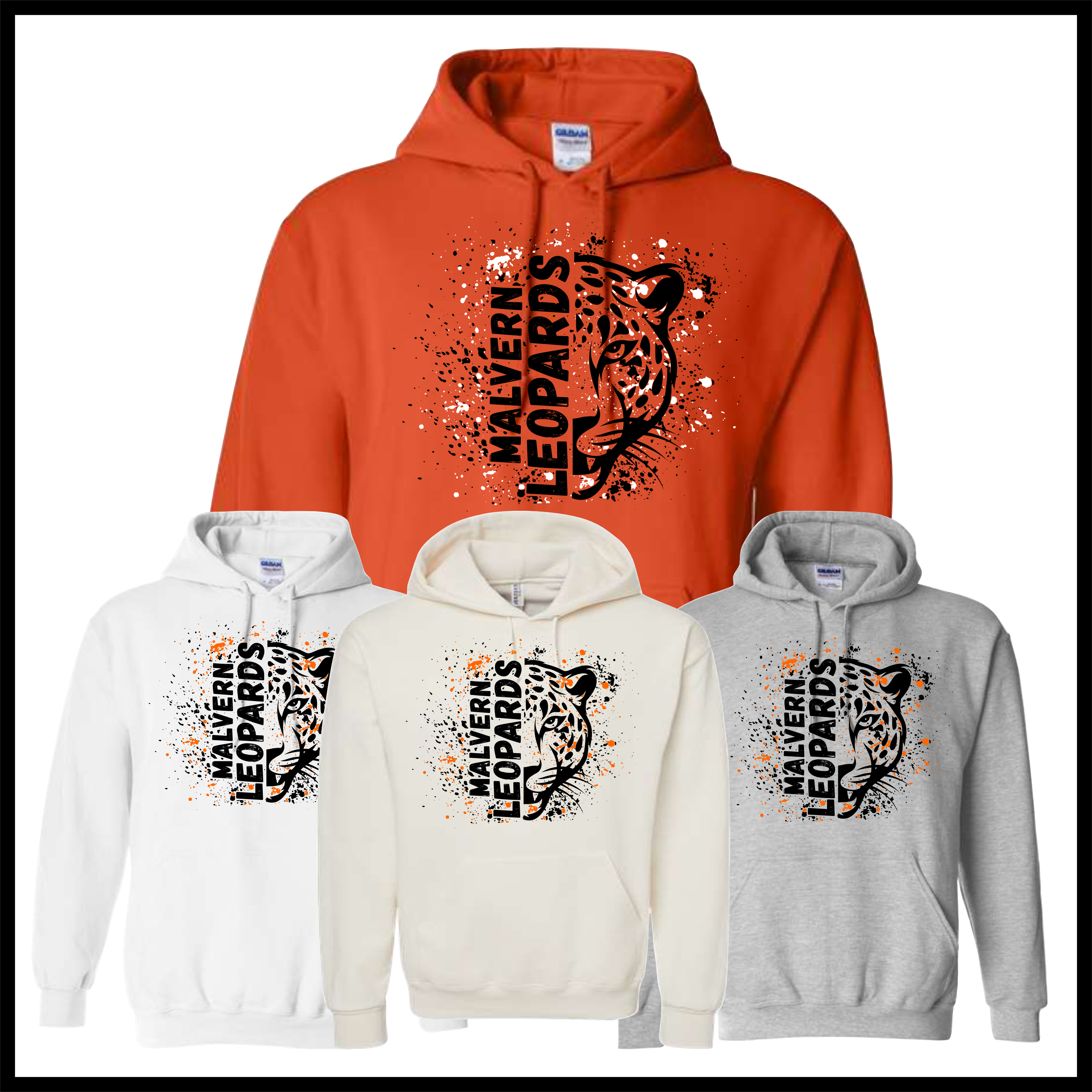 MES Malvern Leopards Splatter Print Cotton Blend Hoodie Sweatshirt