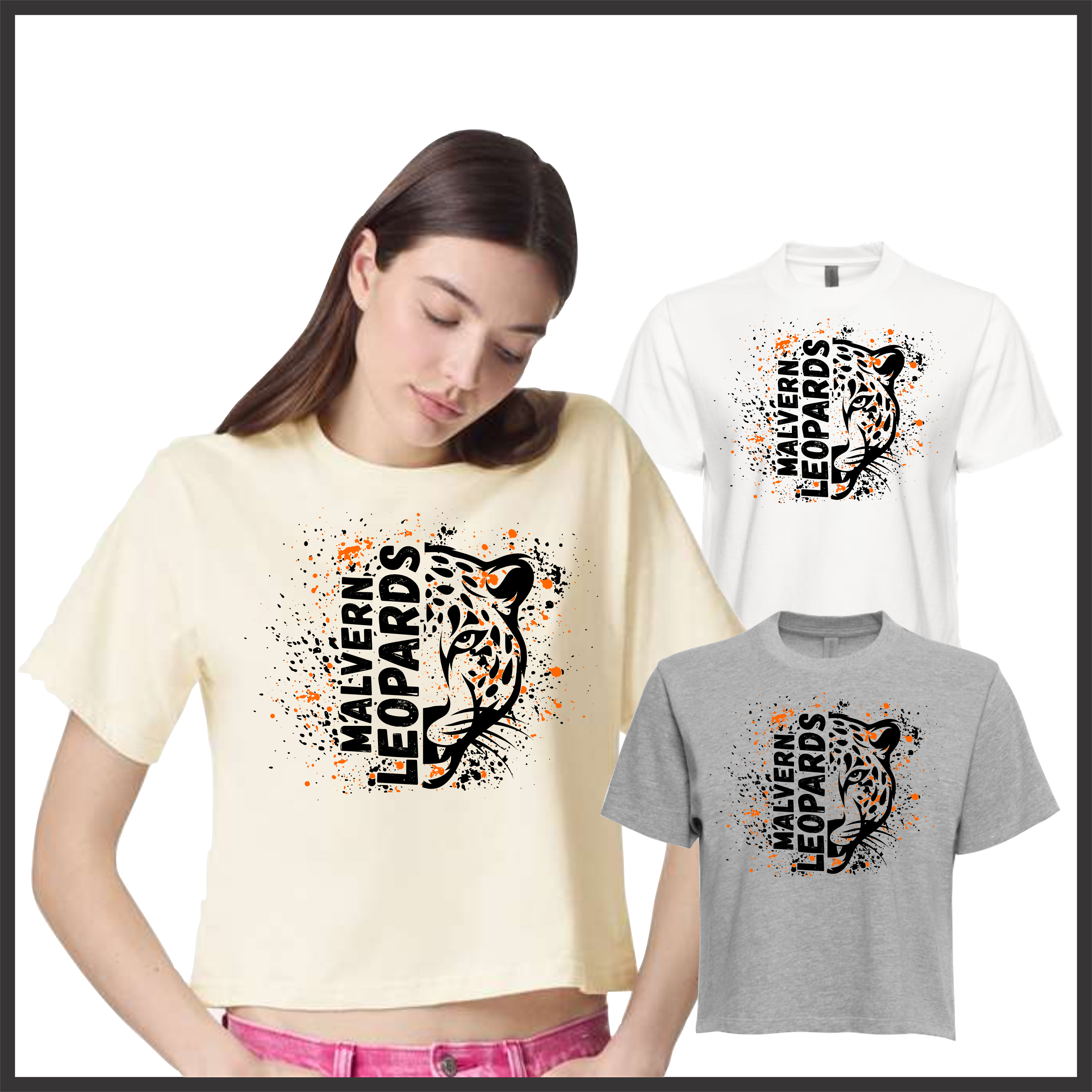 MES Malvern Leopards Splatter Print Short Sleeve Boxy T-Shirt