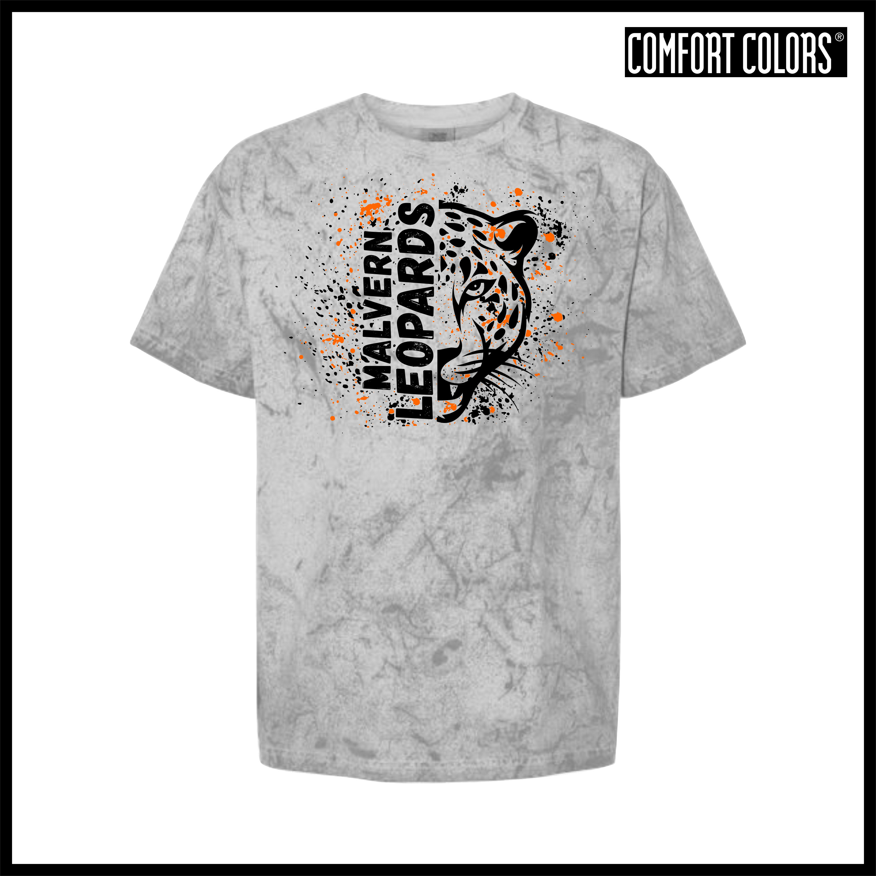 MES Malvern Leopards Splatter Print Short Sleeve Comfort Colors Colorblast T-Shirt